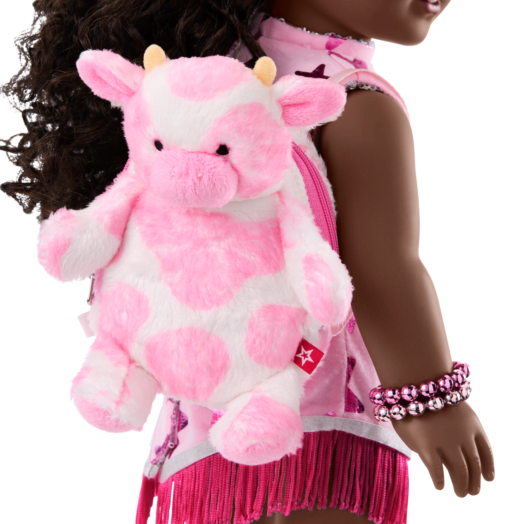 Pink Spotted Cow Backpack & Accessory Set for 18-inch Dolls