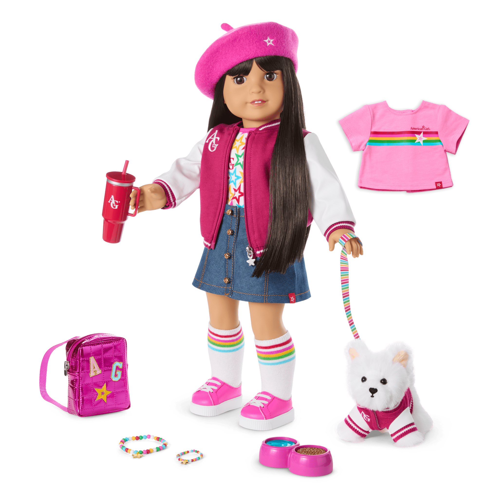 Truly Me™ 18-inch Doll #130, Puppy, Mini Backpack & Accessories AG™ Star Squad Bundle