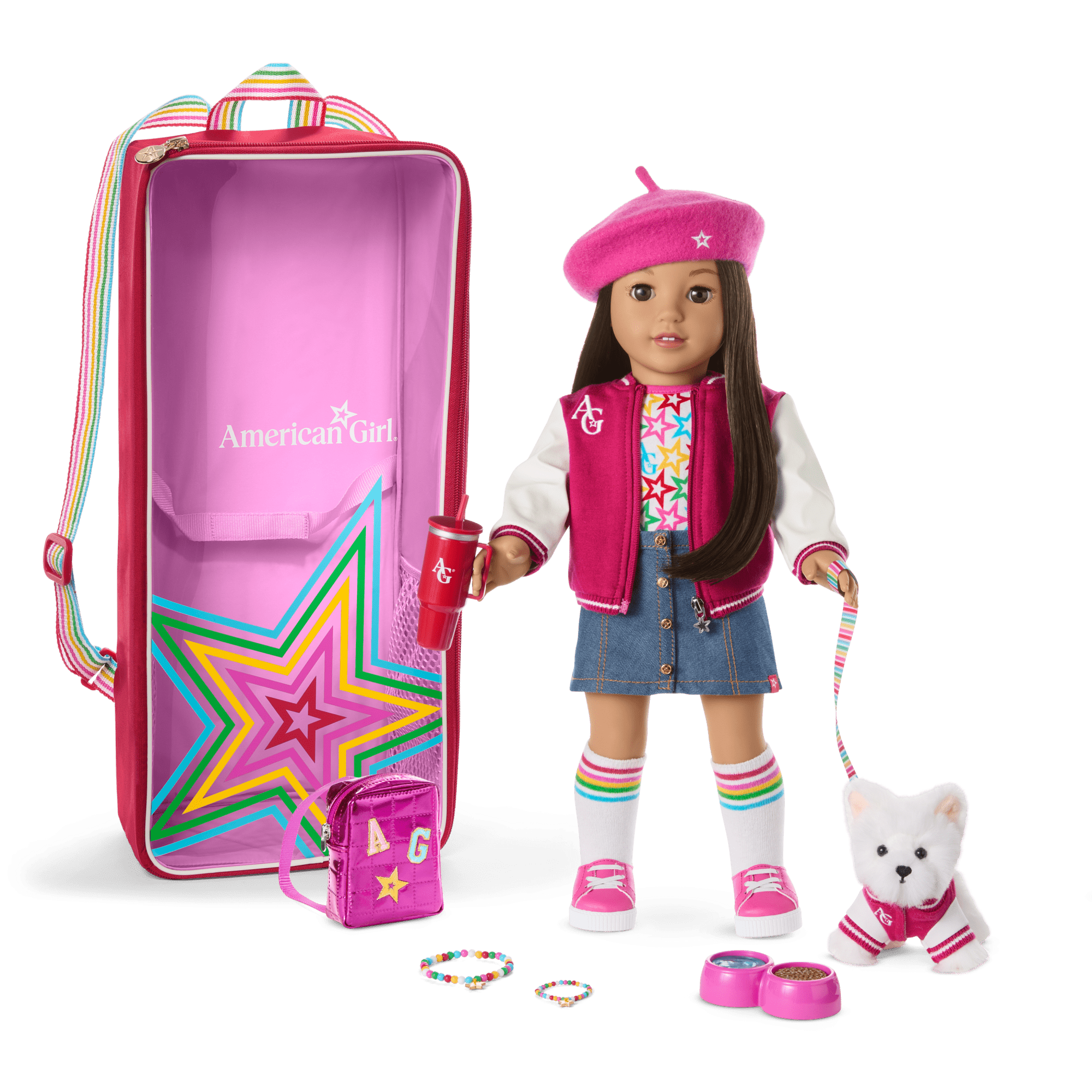 Truly Me™ 18-inch Doll #124, Accessories, Puppy & Doll Carrier