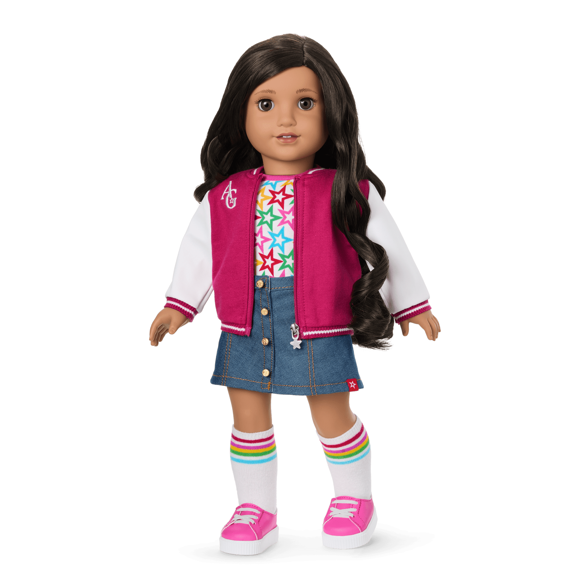 Truly Me™ 18-inch Doll #108 with curly black-brown hair