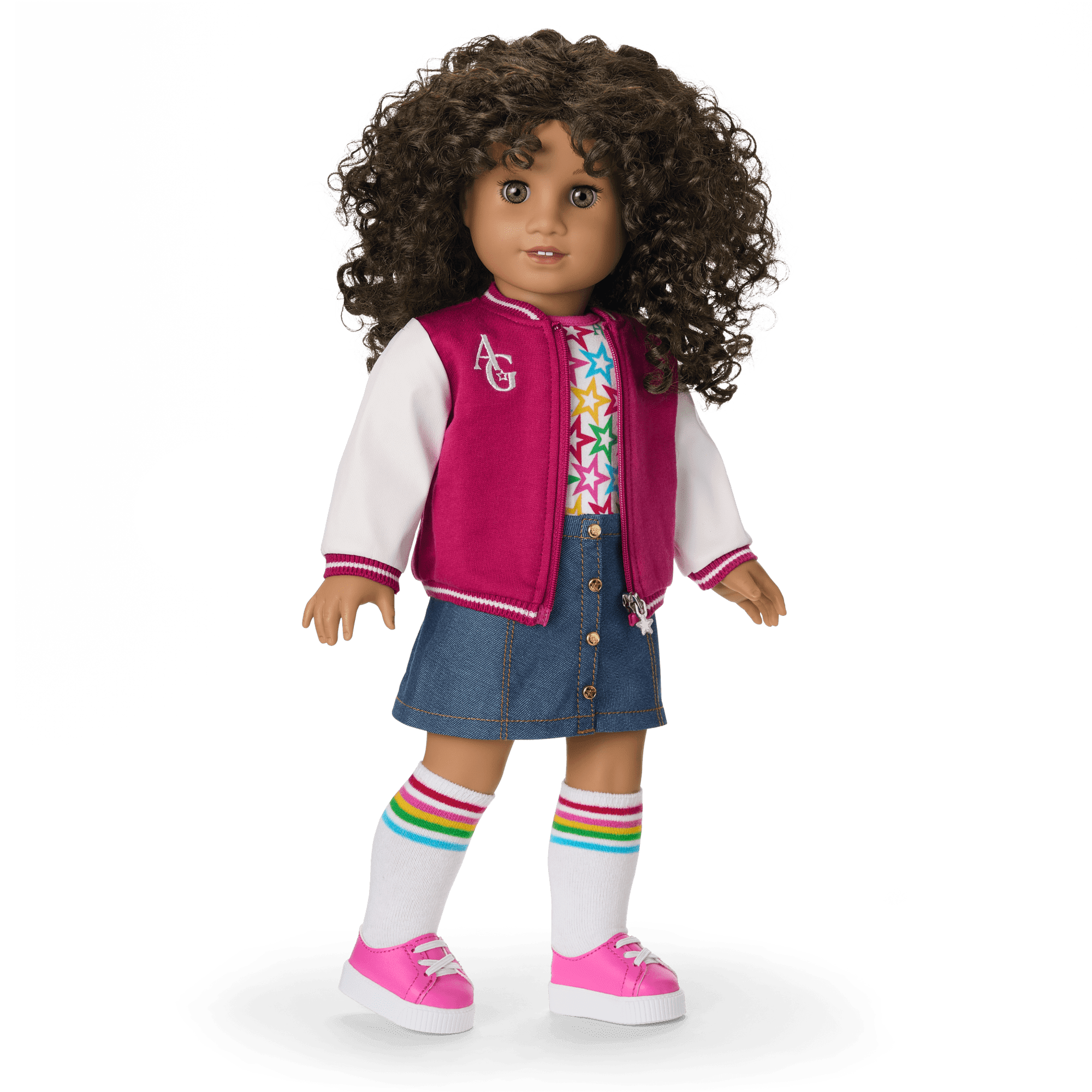 Truly Me™ 18-inch Doll #132 with curly dark-brown hair
