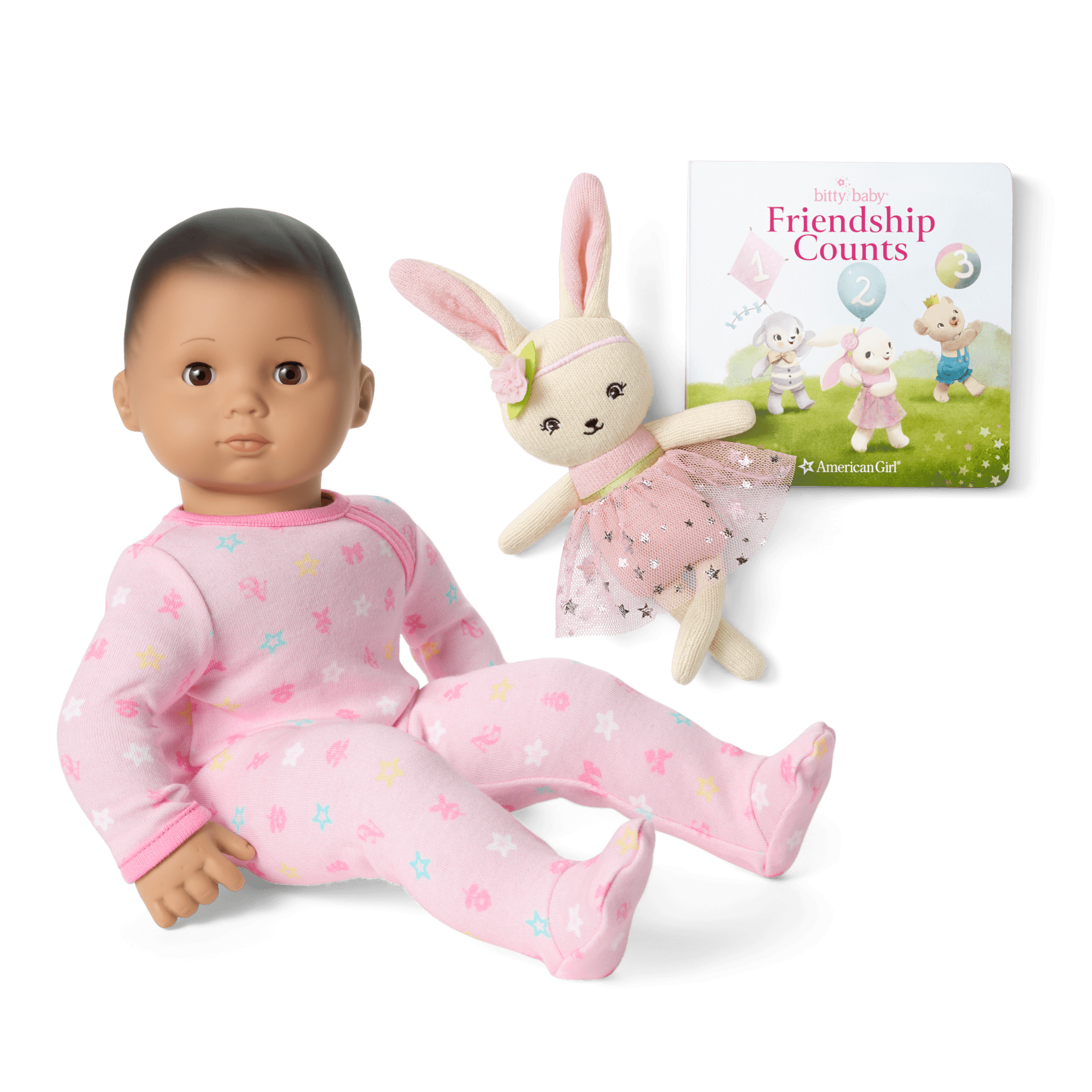 Bitty Baby® Doll #5 in Pastel Pink + Bunny Friend & Board Book