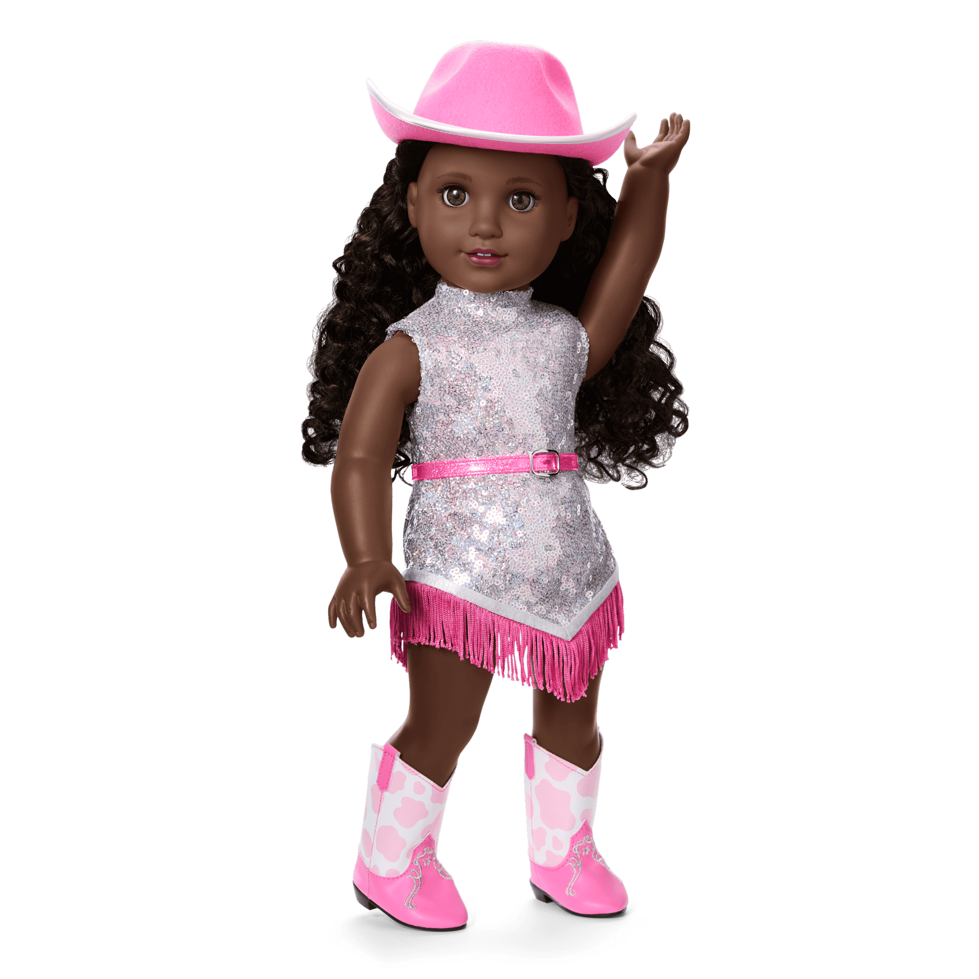 Glam Pink Cowgirl Outfit & Pink Spotted Cow Backpack & Accessory