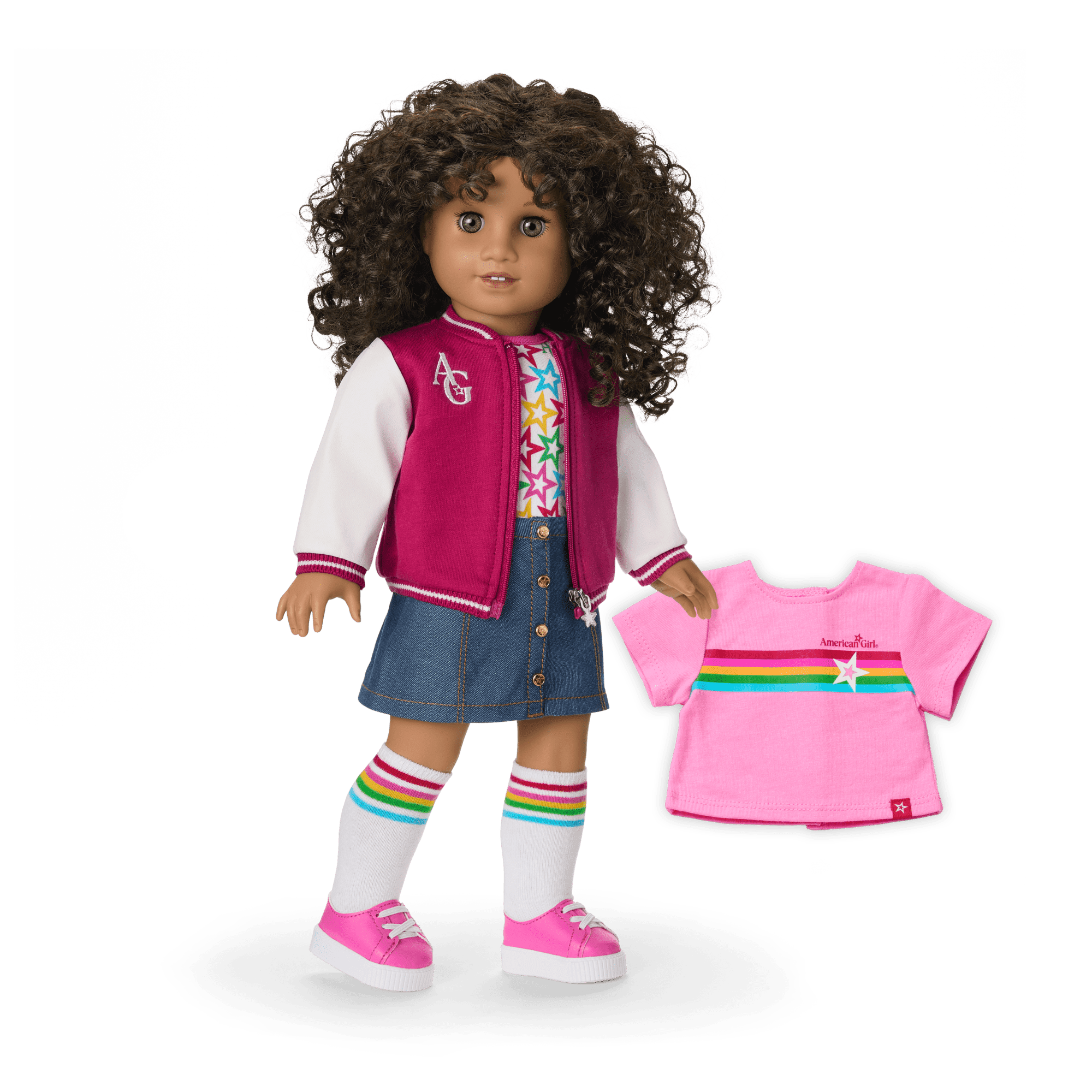 Truly Me™ 18-inch Doll #132 with curly dark-brown hair
