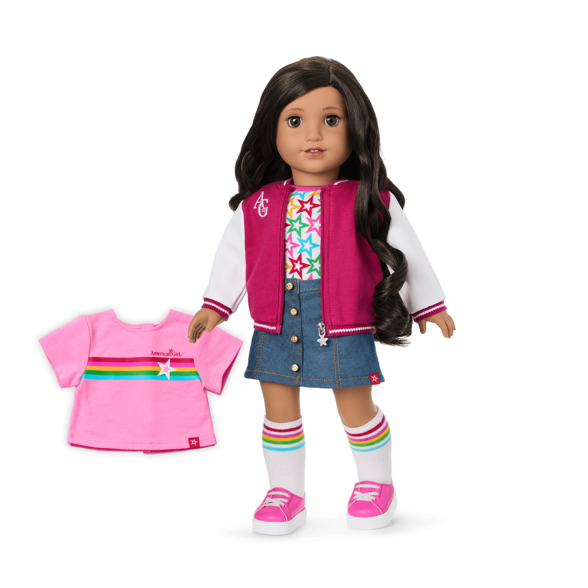 Truly Me™ 18-inch Doll #108 with curly black-brown hair