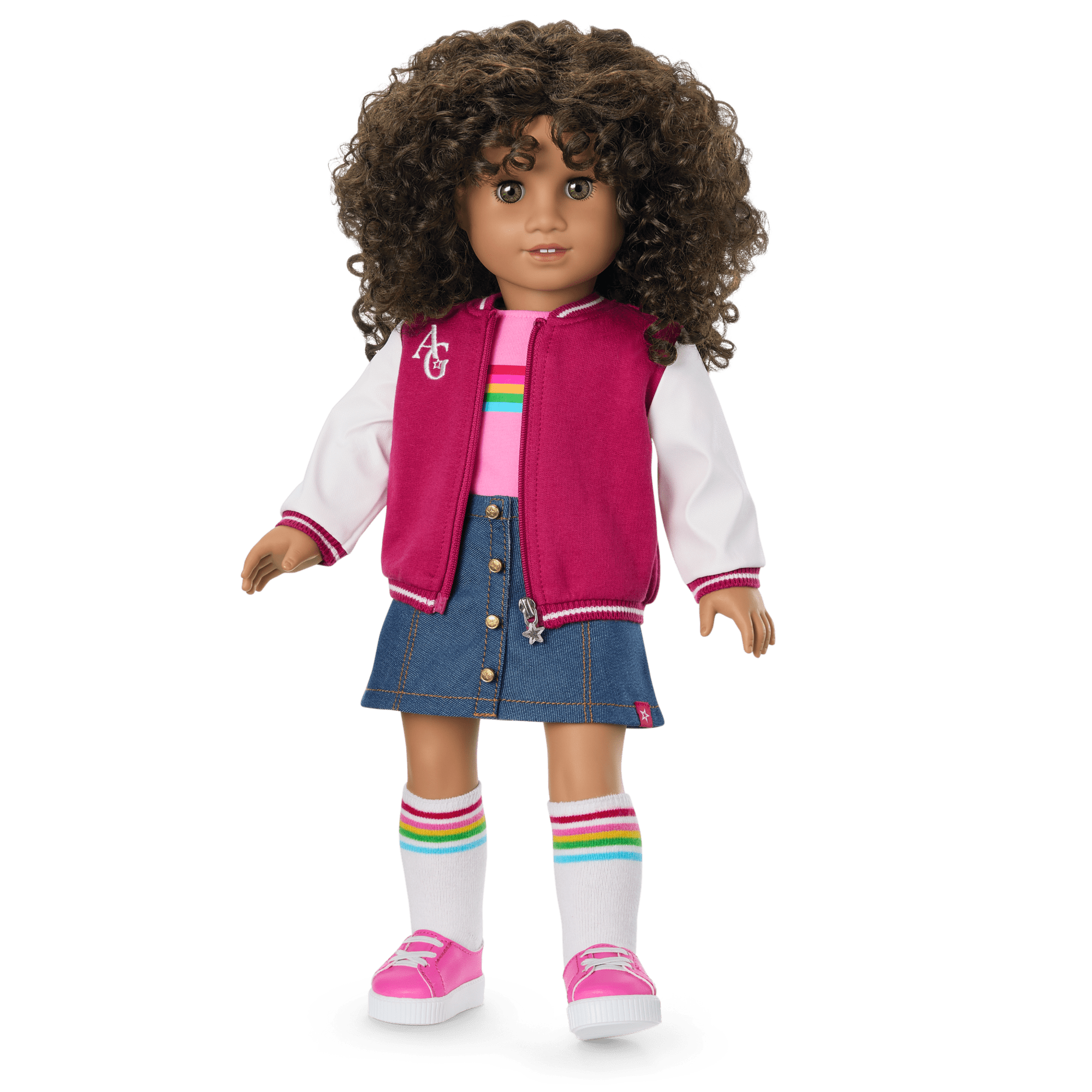 Truly Me™ 18-inch Doll #132 with curly dark-brown hair