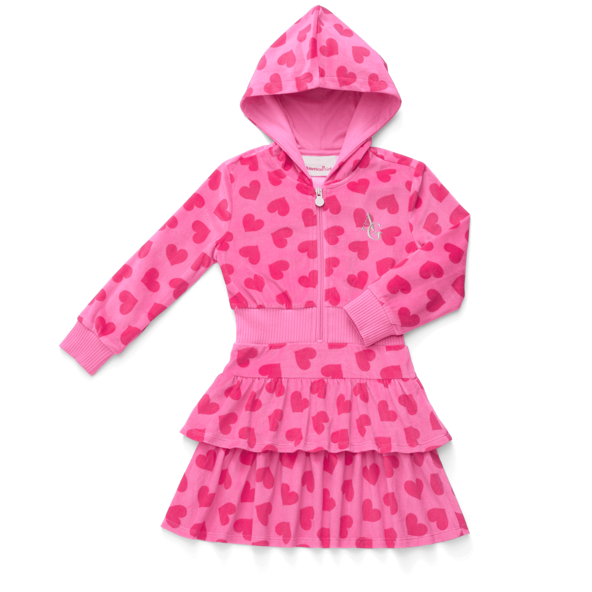 Pink Hearts Hoodie Dress for Girls