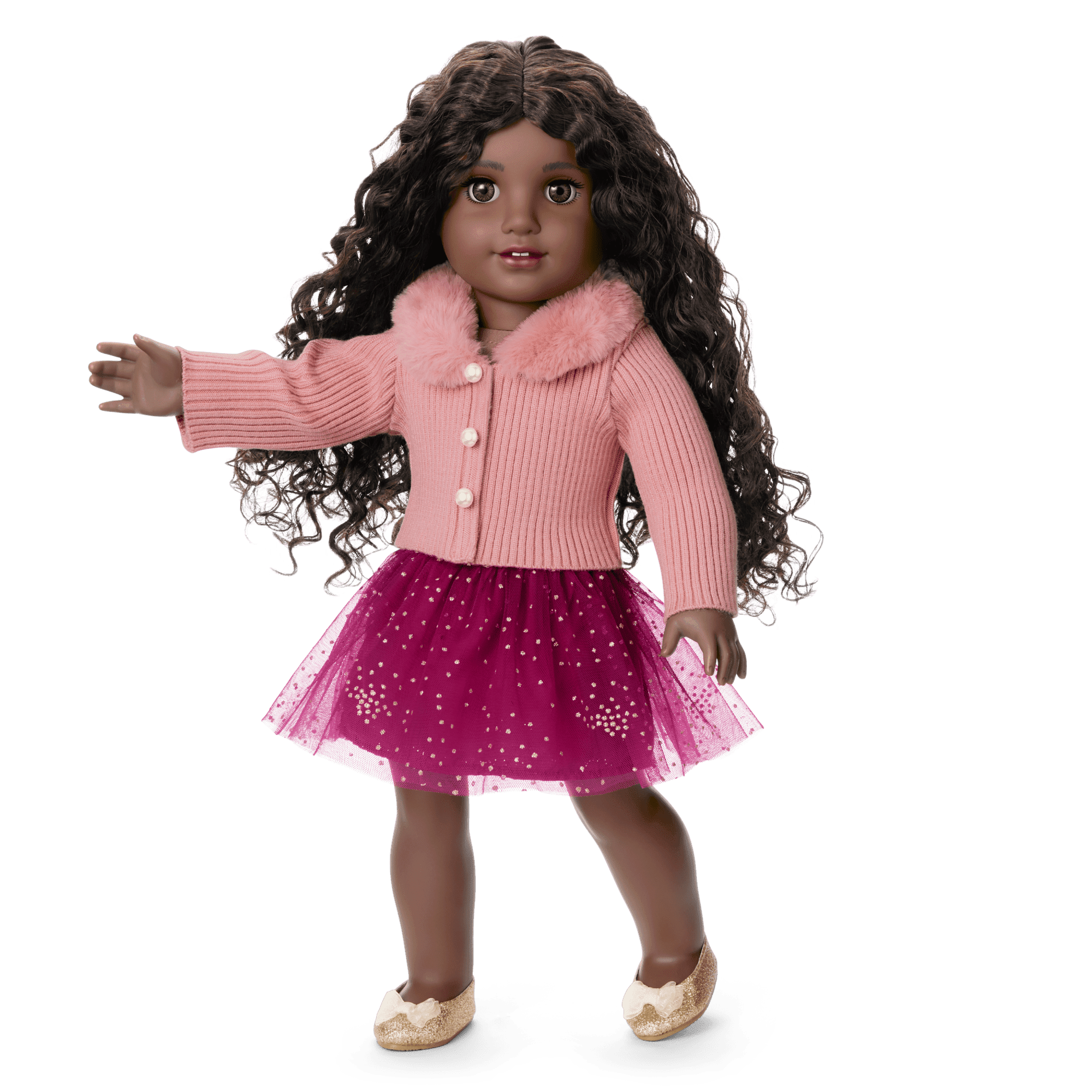American Girl® x Janie and Jack Rosy Ribbed Cardigan for 18-inch Dolls