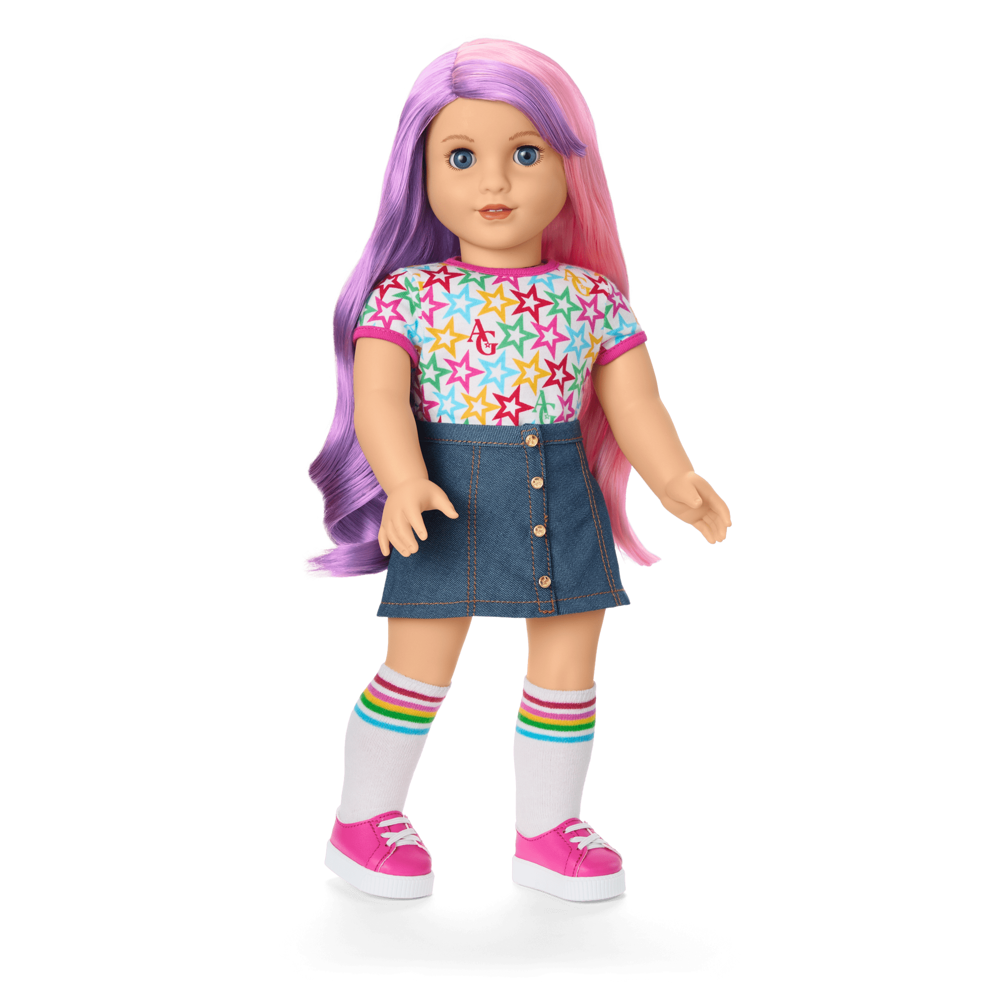 Truly Me™ 18-inch Doll #116 with wavy purple-and-pink hair