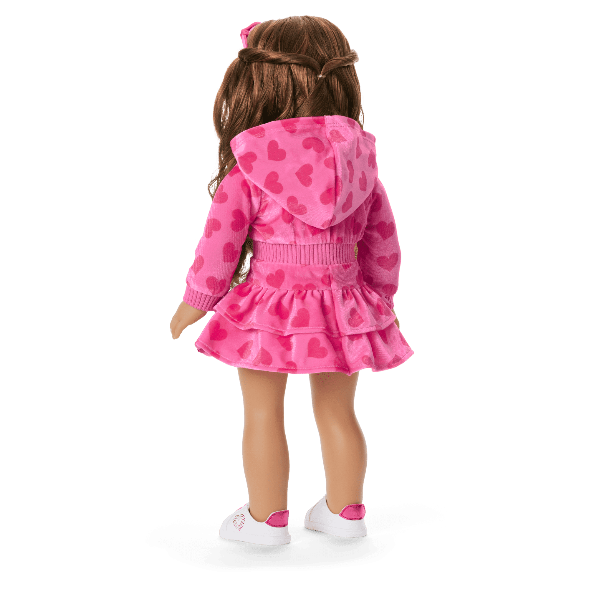 Pink Hearts Hoodie Dress for 18-inch Dolls