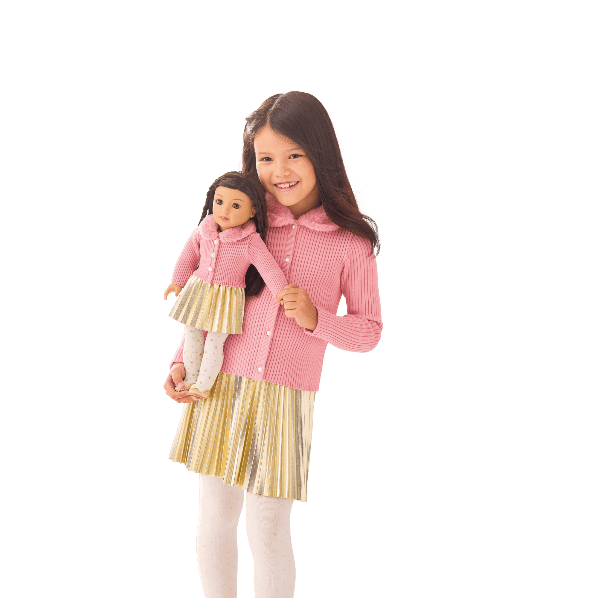 American Girl® x Janie and Jack Rosy Ribbed Cardigan for 18-inch Dolls