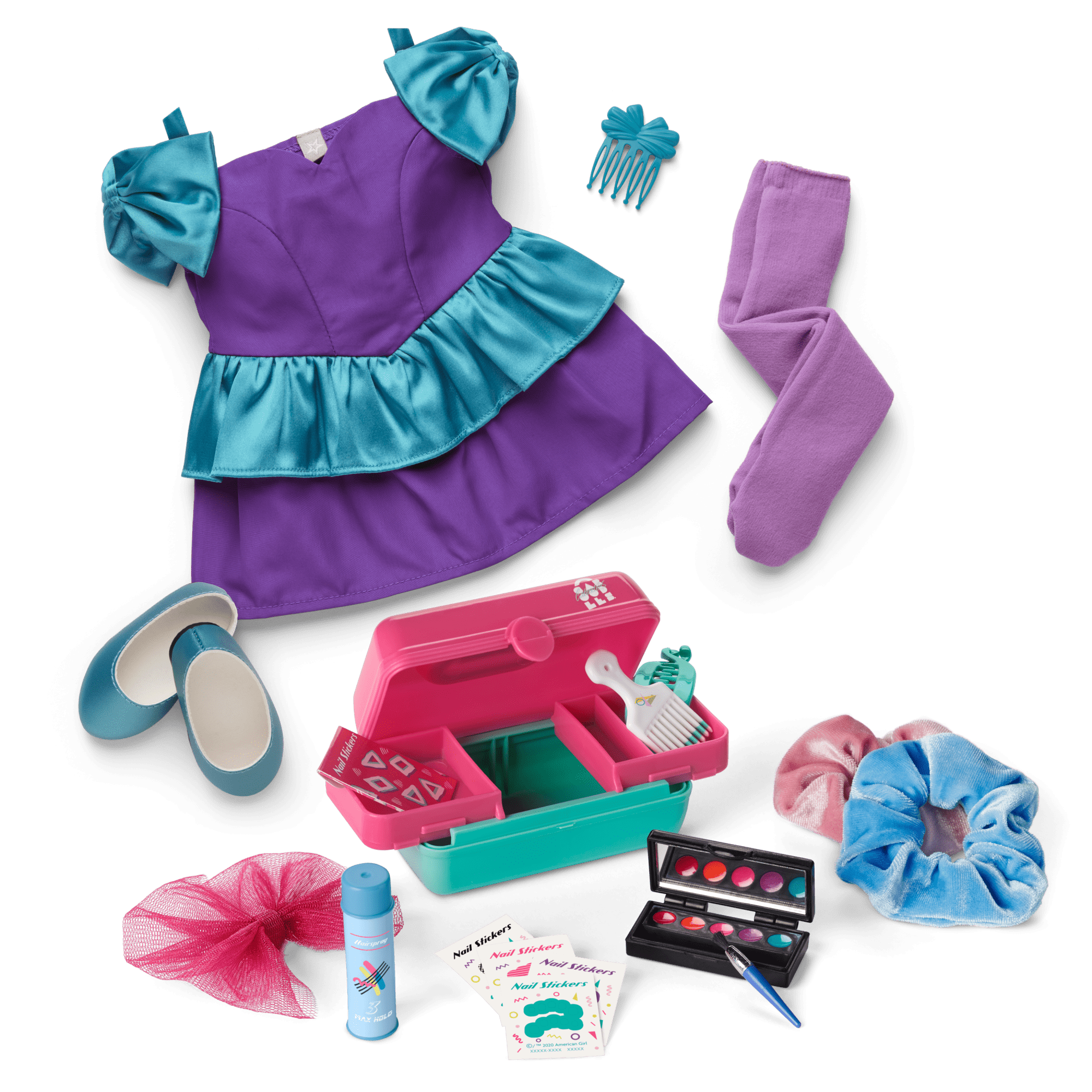 Courtney’s™ Party Dress, Caboodles® & Hair Accessories for 18-inch Dolls (Historical Characters)
