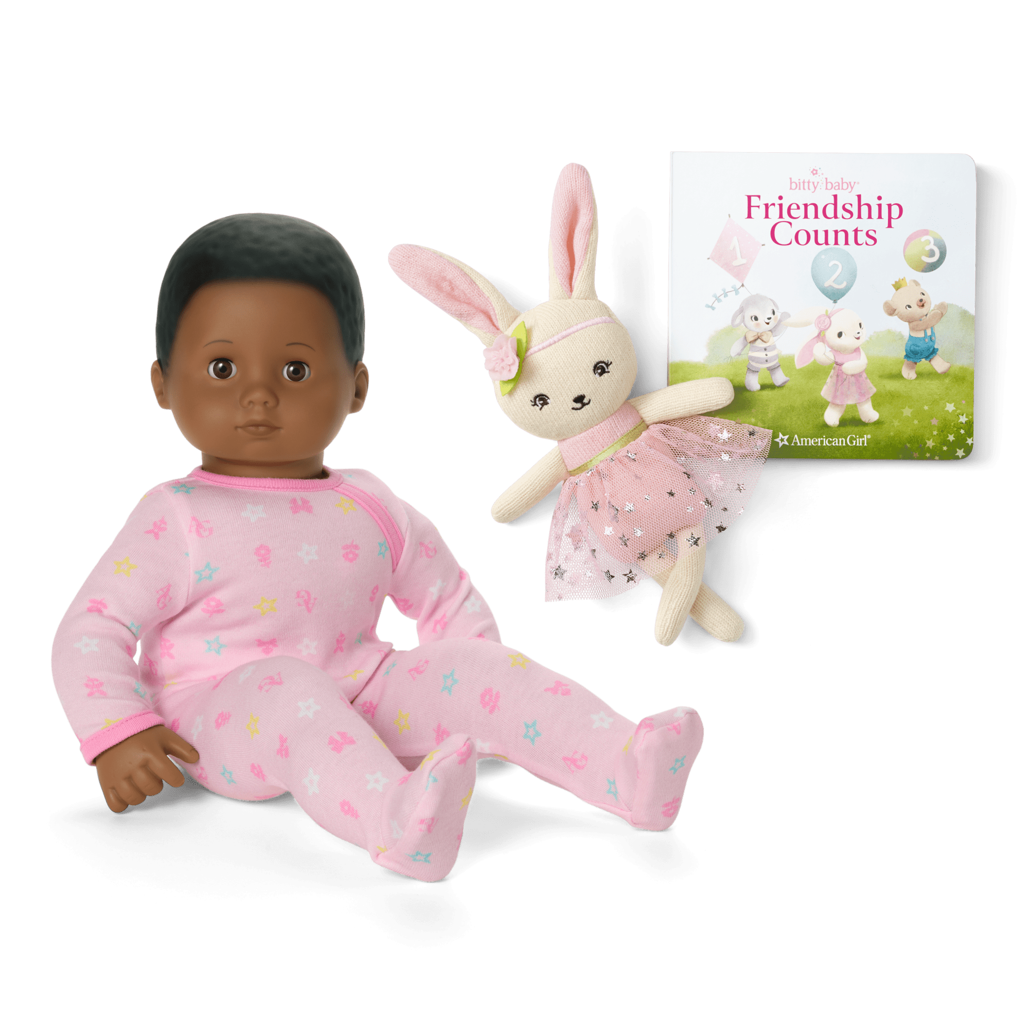 Bitty Baby® Doll #1 in Pastel Pink + Bunny Friend & Board Book