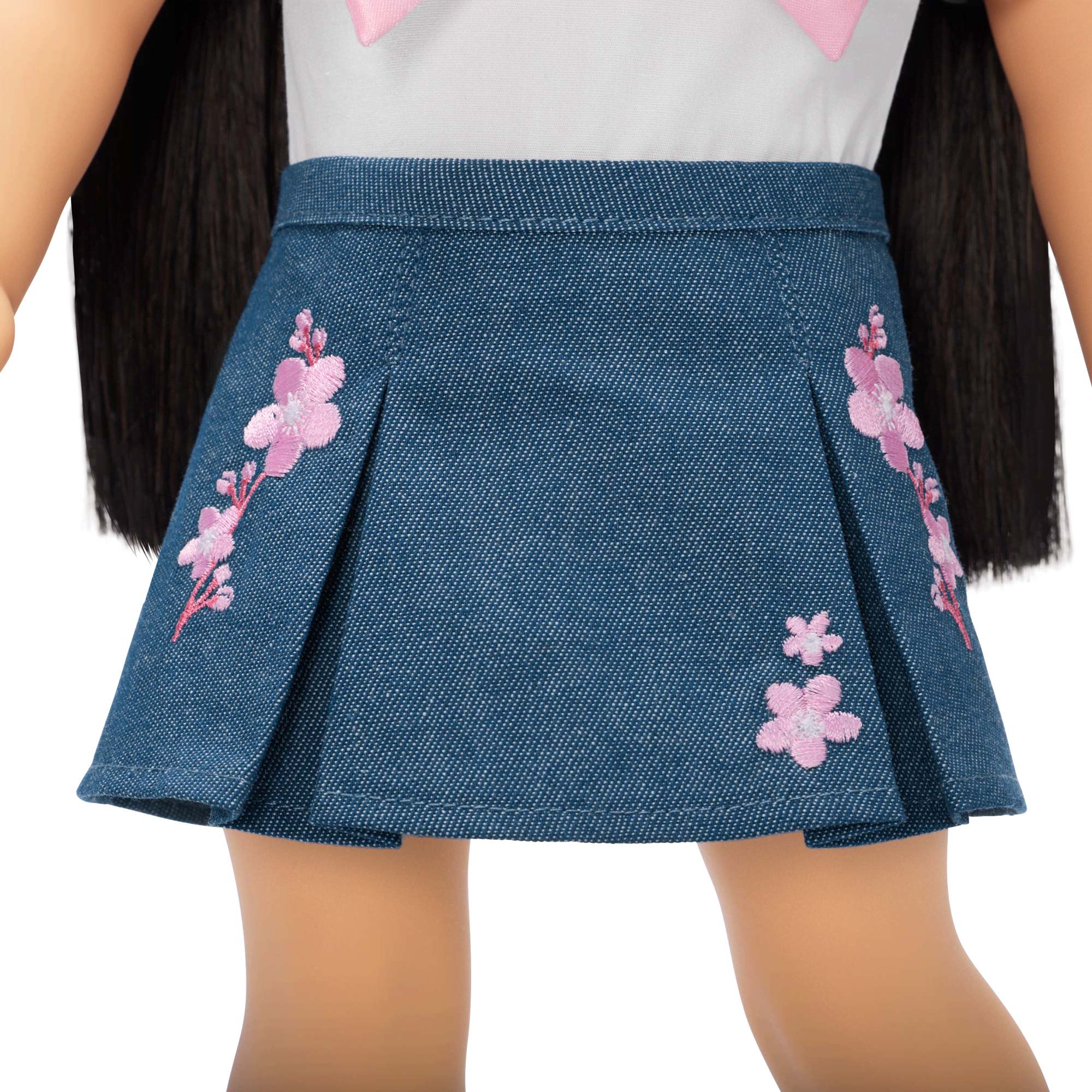American Girl® x Harlem’s Fashion Row Cherry Blossom Couture Bow Shirt & Jean Skirt for 18-inch Dolls