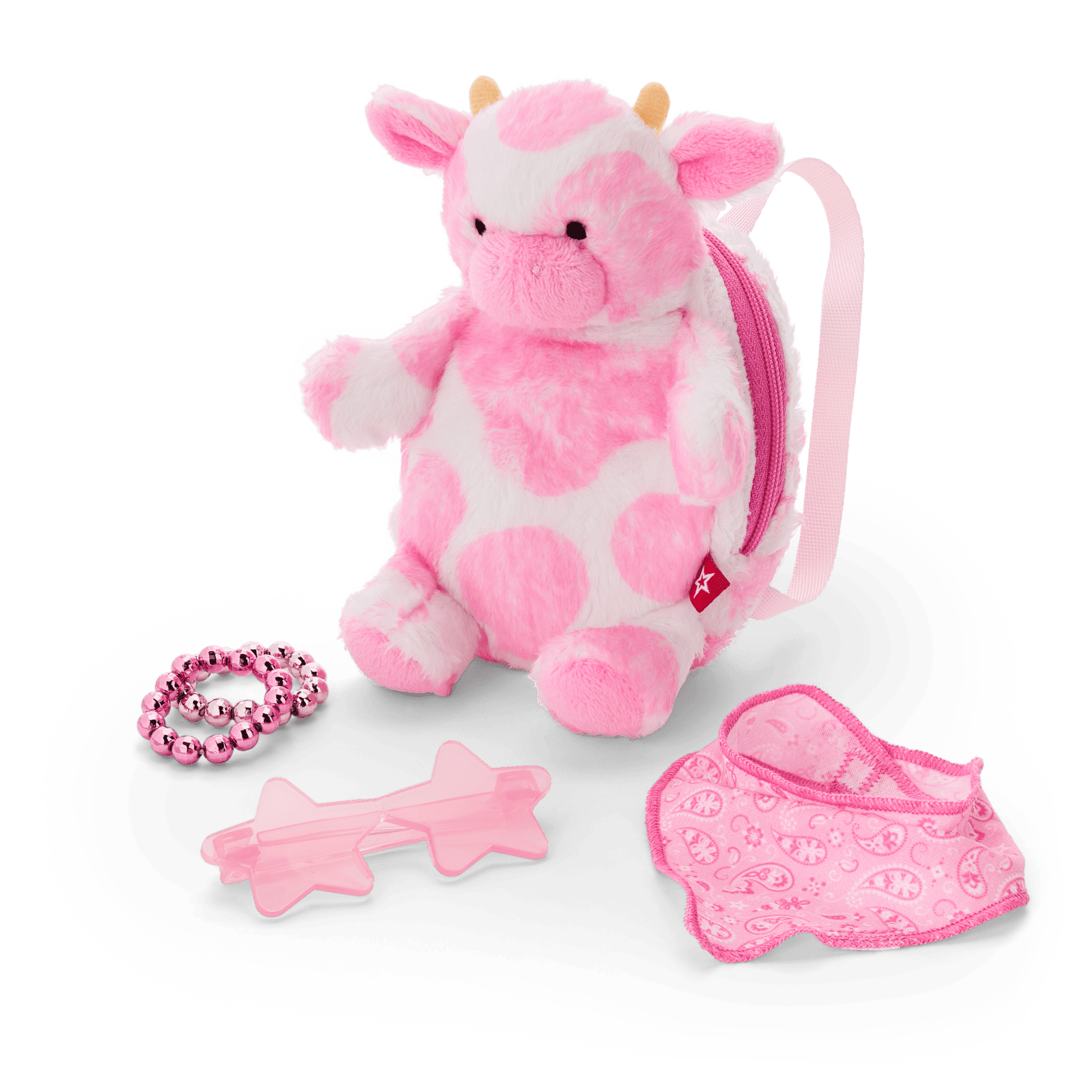 Glam Pink Cowgirl Outfit & Pink Spotted Cow Backpack & Accessory Set  Bundle
