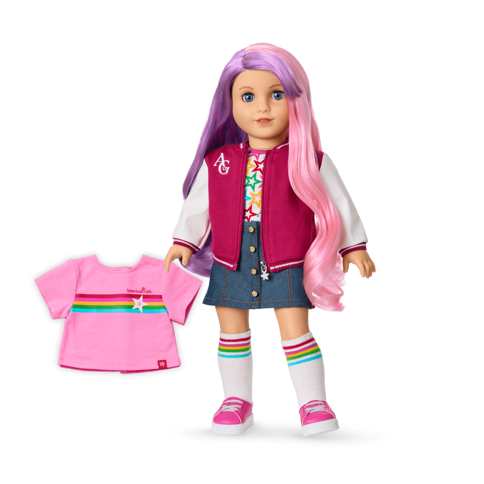 Truly Me™ 18-inch Doll #116 with wavy purple-and-pink hair