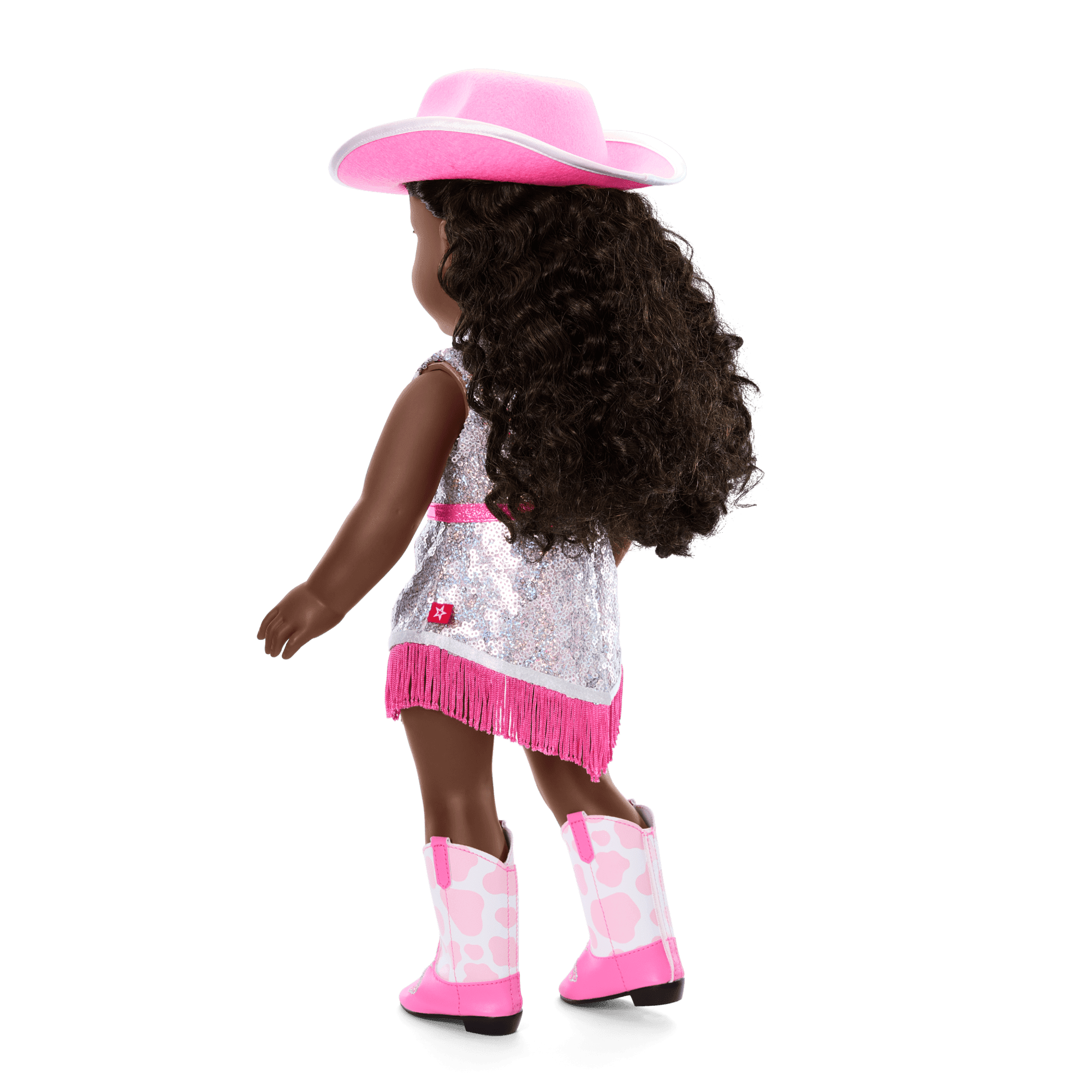 Glam Pink Cowgirl Outfit & Pink Spotted Cow Backpack & Accessory Set Bundle