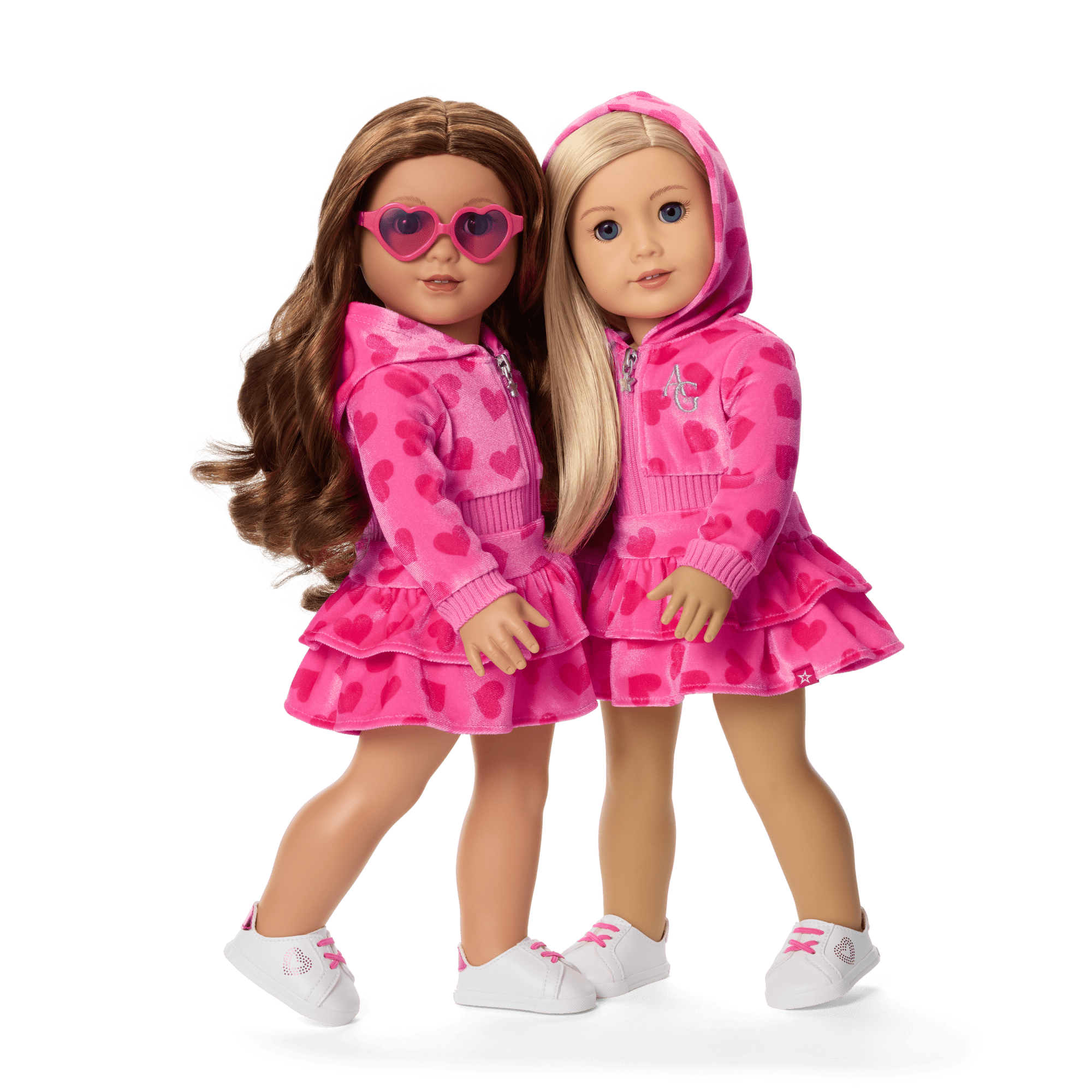 Pink Hearts Hoodie Dress for 18-inch Dolls