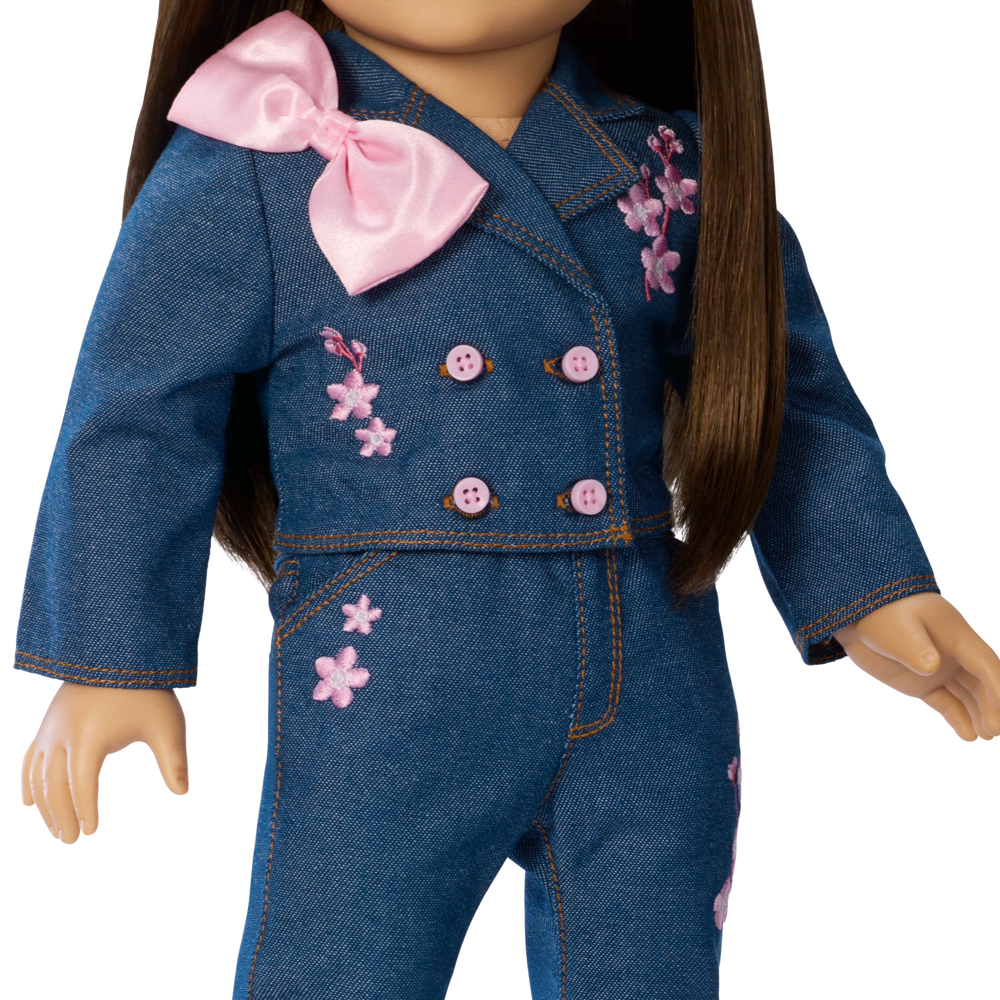 American Girl® x Harlem’s Fashion Row Cherry Blossom Couture Embroidered Jean Set for 18-inch Dolls