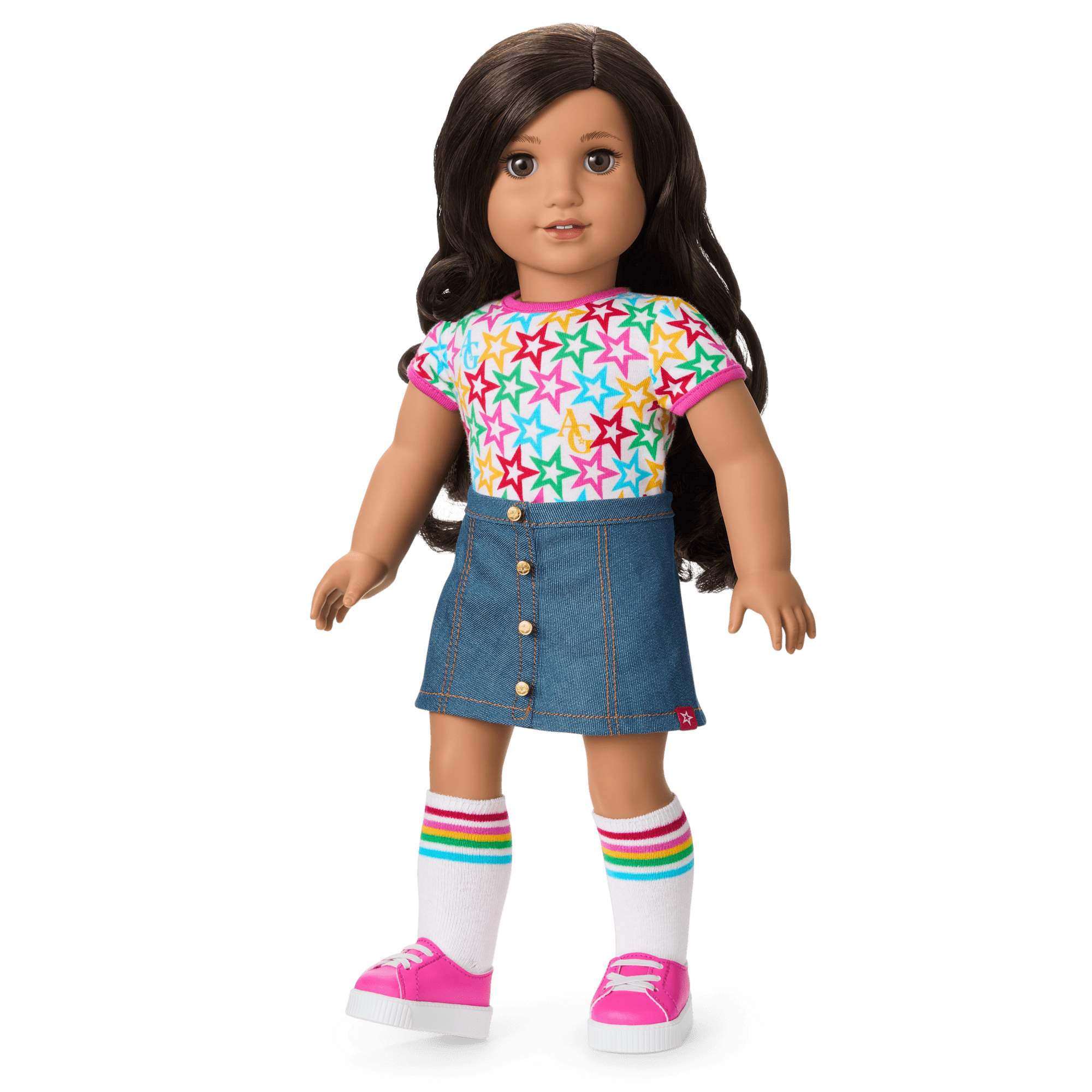 Truly Me™ 18-inch Doll #108 with curly black-brown hair
