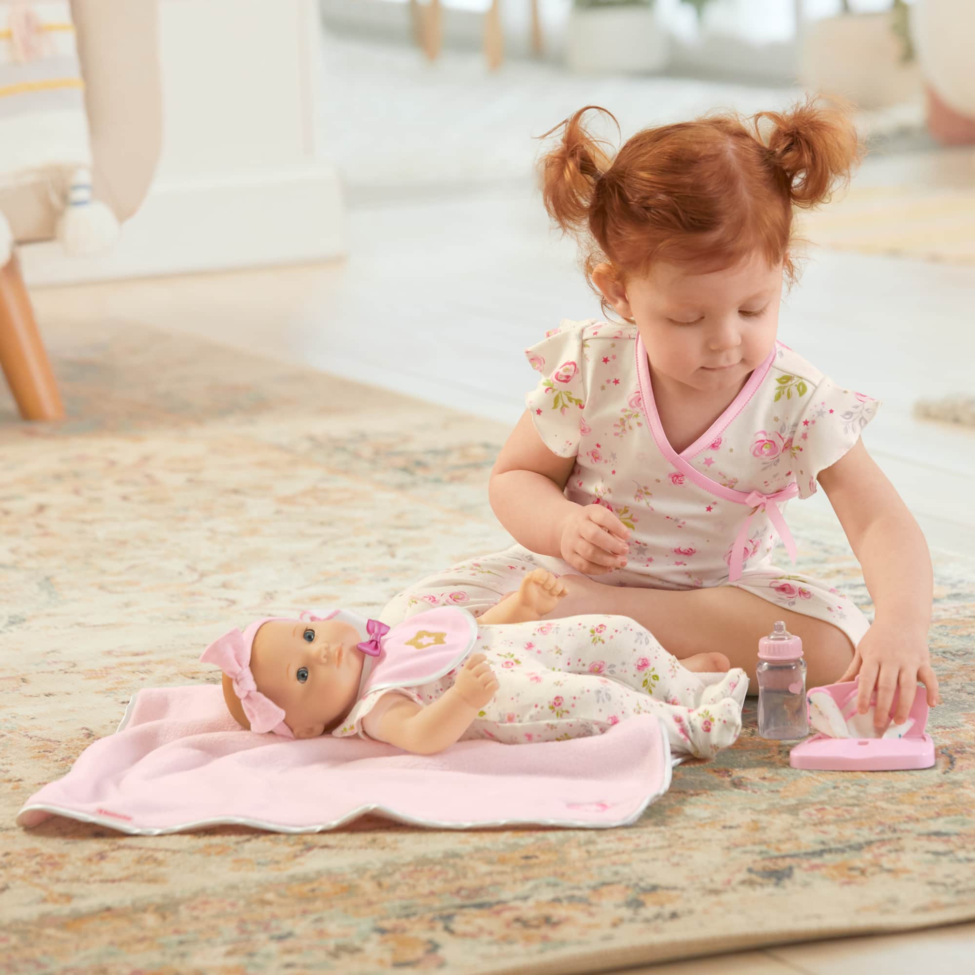 Bitty Baby® Doll #6 with red hair Care & Play Set