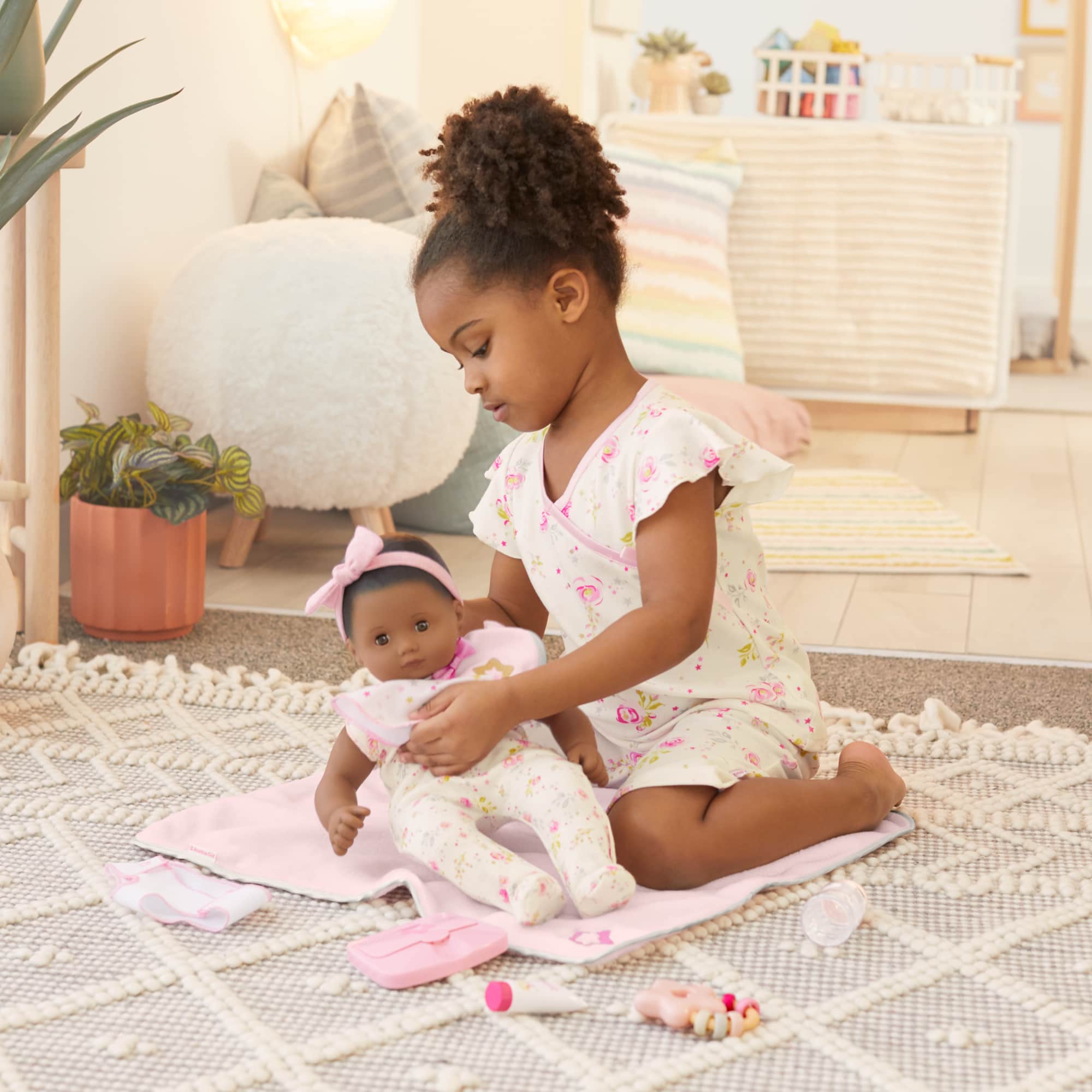Bitty Baby® Doll #1 with black hair Care & Play Set