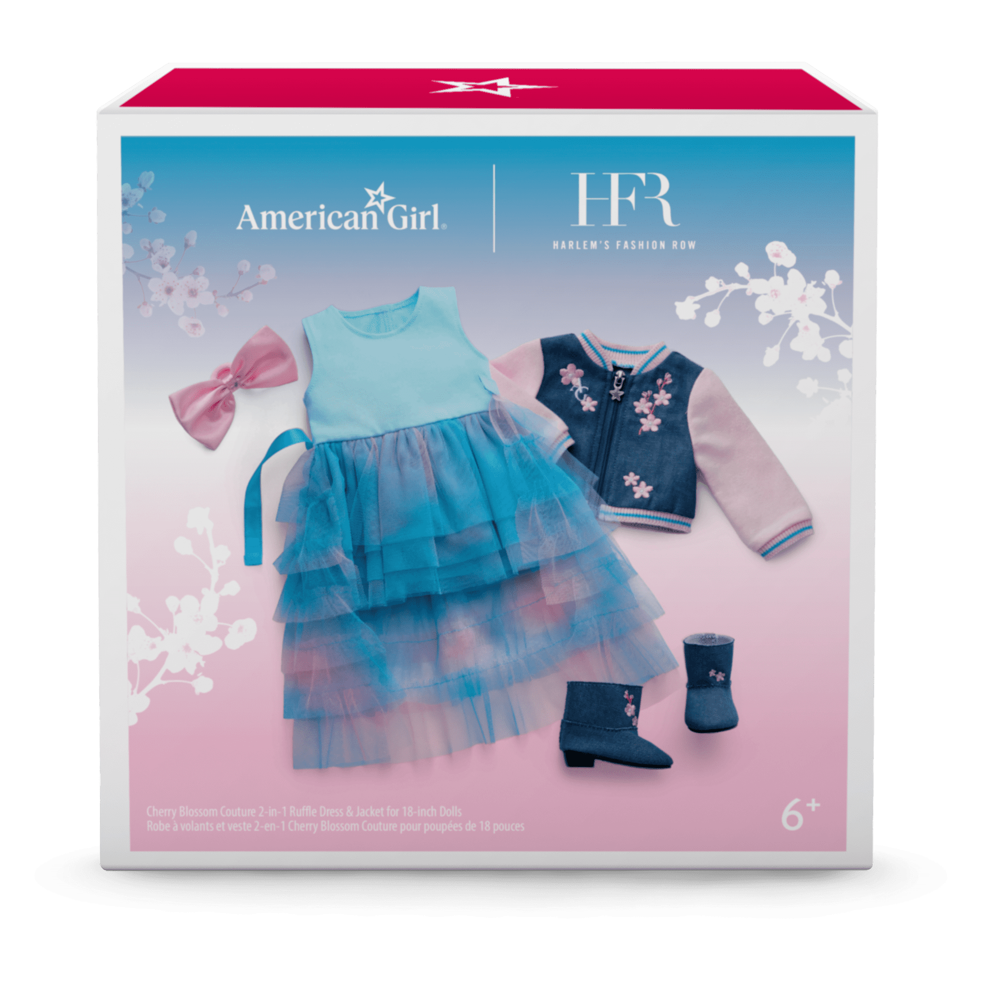 American Girl® x Harlem’s Fashion Row Cherry Blossom Couture 2-in-1 Ruffle Dress & Jacket for 18-inch Dolls