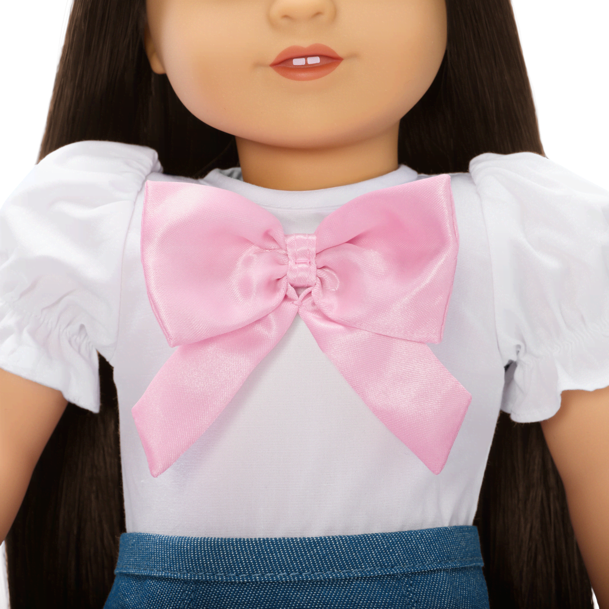 American Girl® x Harlem’s Fashion Row Cherry Blossom Couture Bow Shirt & Jean Skirt for 18-inch Dolls