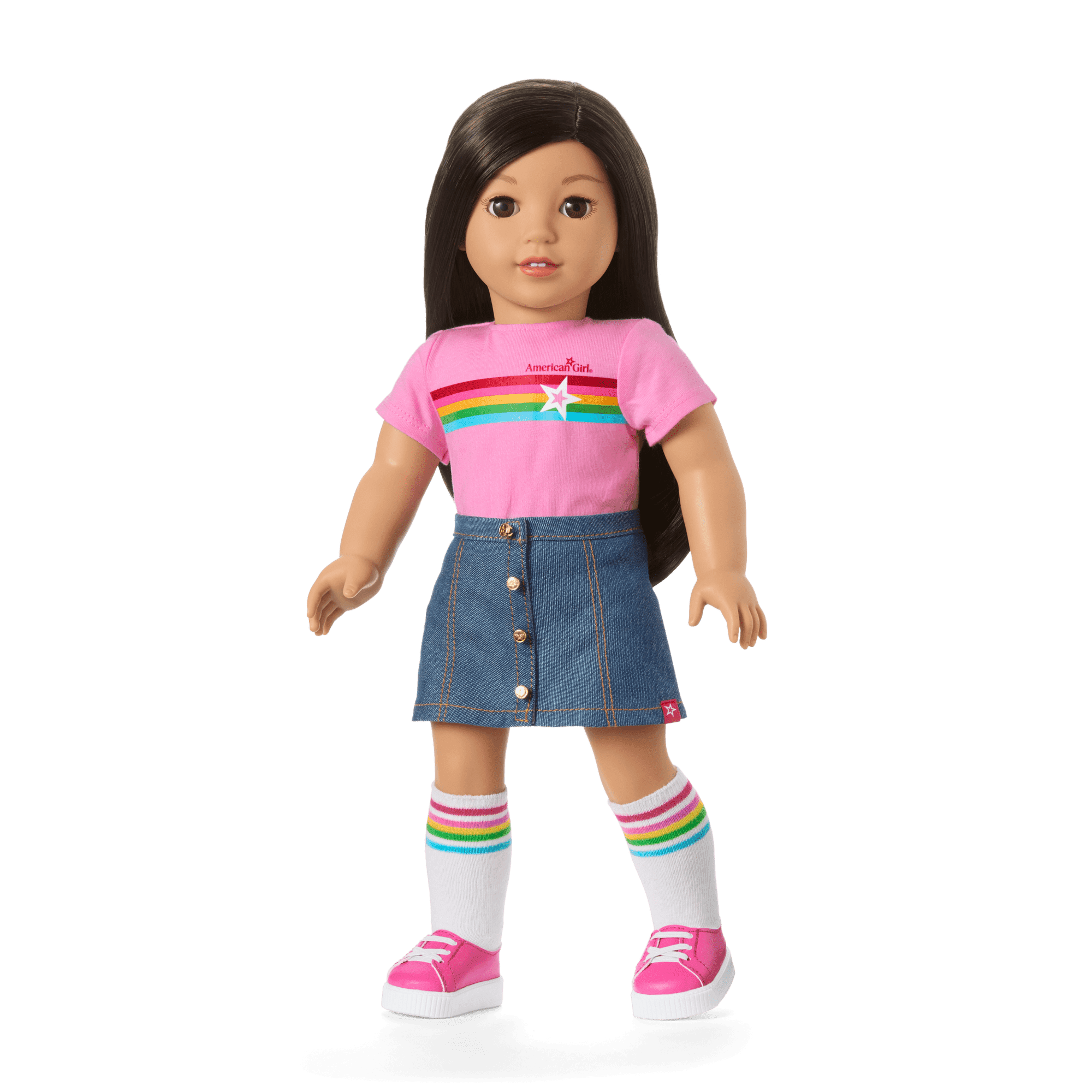 Truly Me™ 18-inch Doll #124 with straight black-brown hair