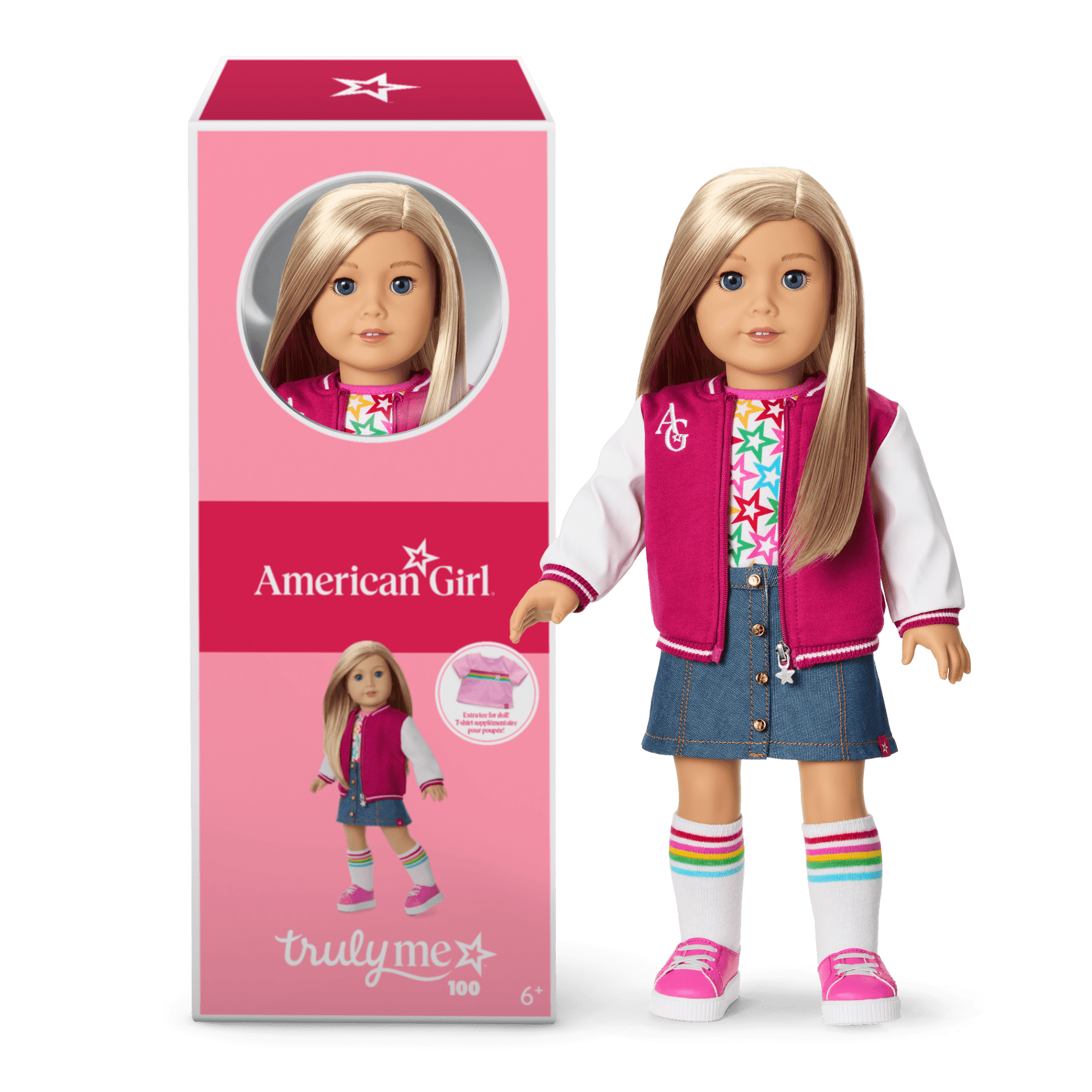 Truly Me™ 18-inch Doll #100 with straight layered blonde hair