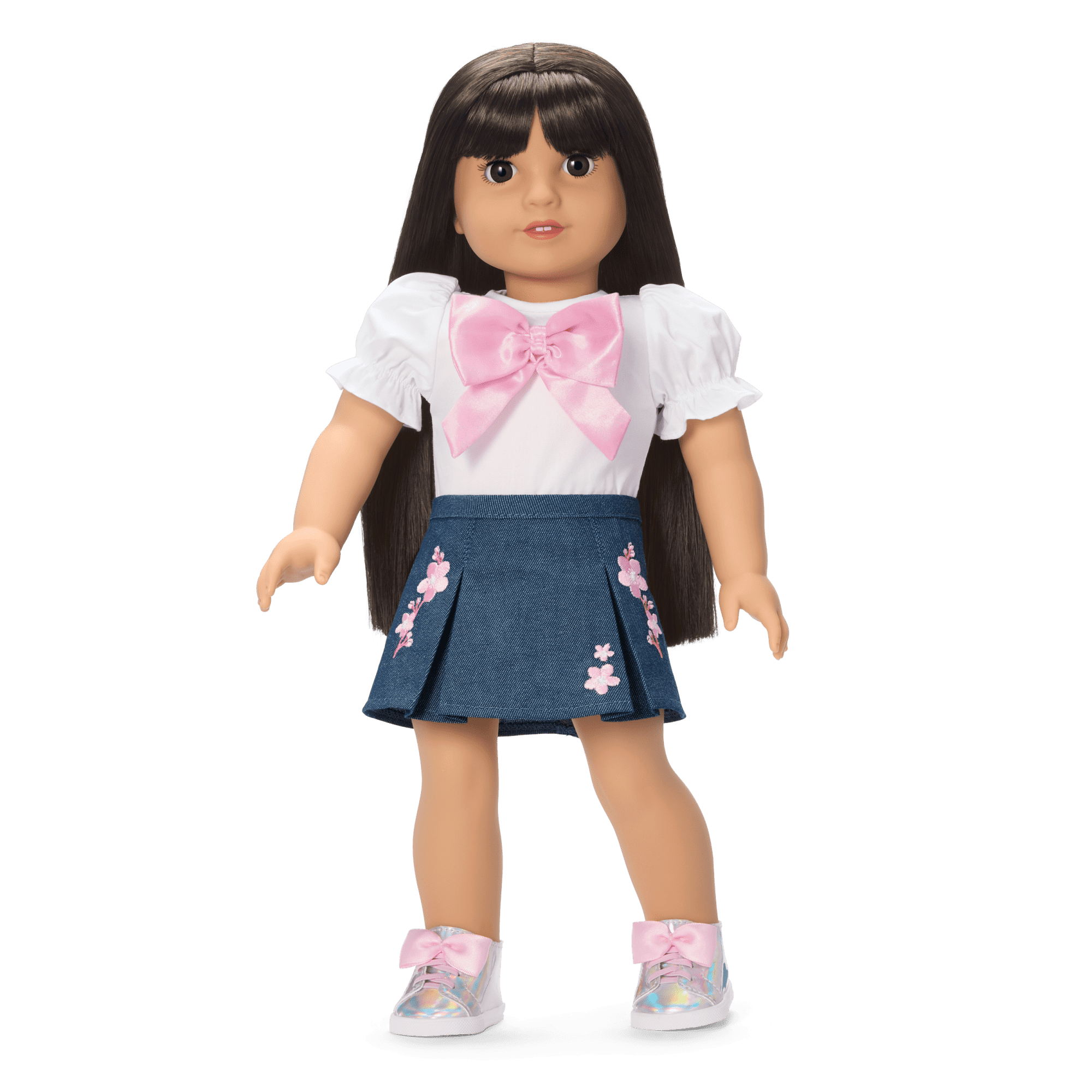 American Girl® x Harlem’s Fashion Row Cherry Blossom Couture Bow Shirt & Jean Skirt for 18-inch Dolls