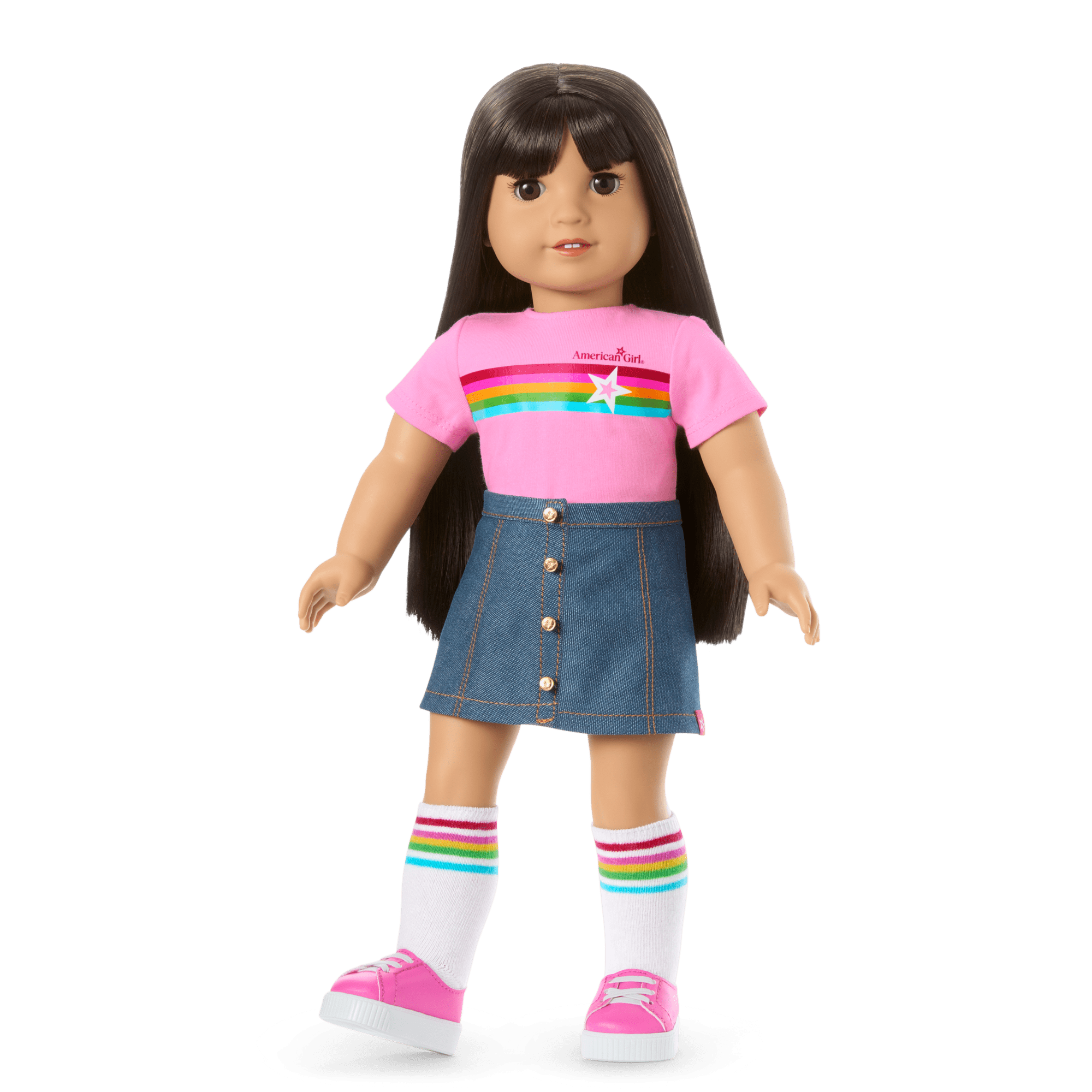 Truly Me™ 18-inch Doll #130 with straight black-brown hair