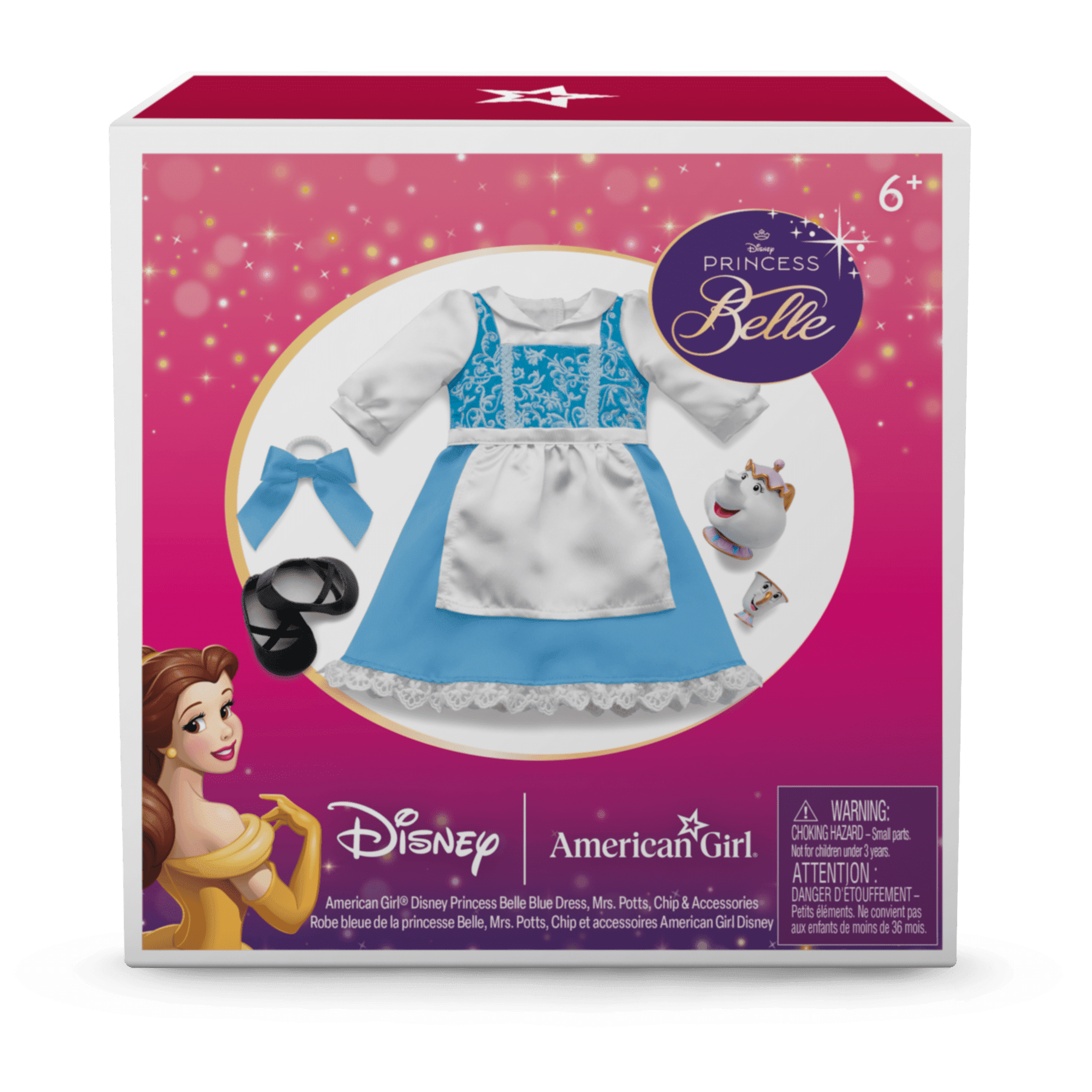 American Girl Disney Princess Belle Blue Dress, Mrs. Potts, Chip & Accessories for 18-inch Dolls American Girl Disney Princess Belle Blue Dress, Mrs. Potts, Chip & Accessories for 18-inch Dolls