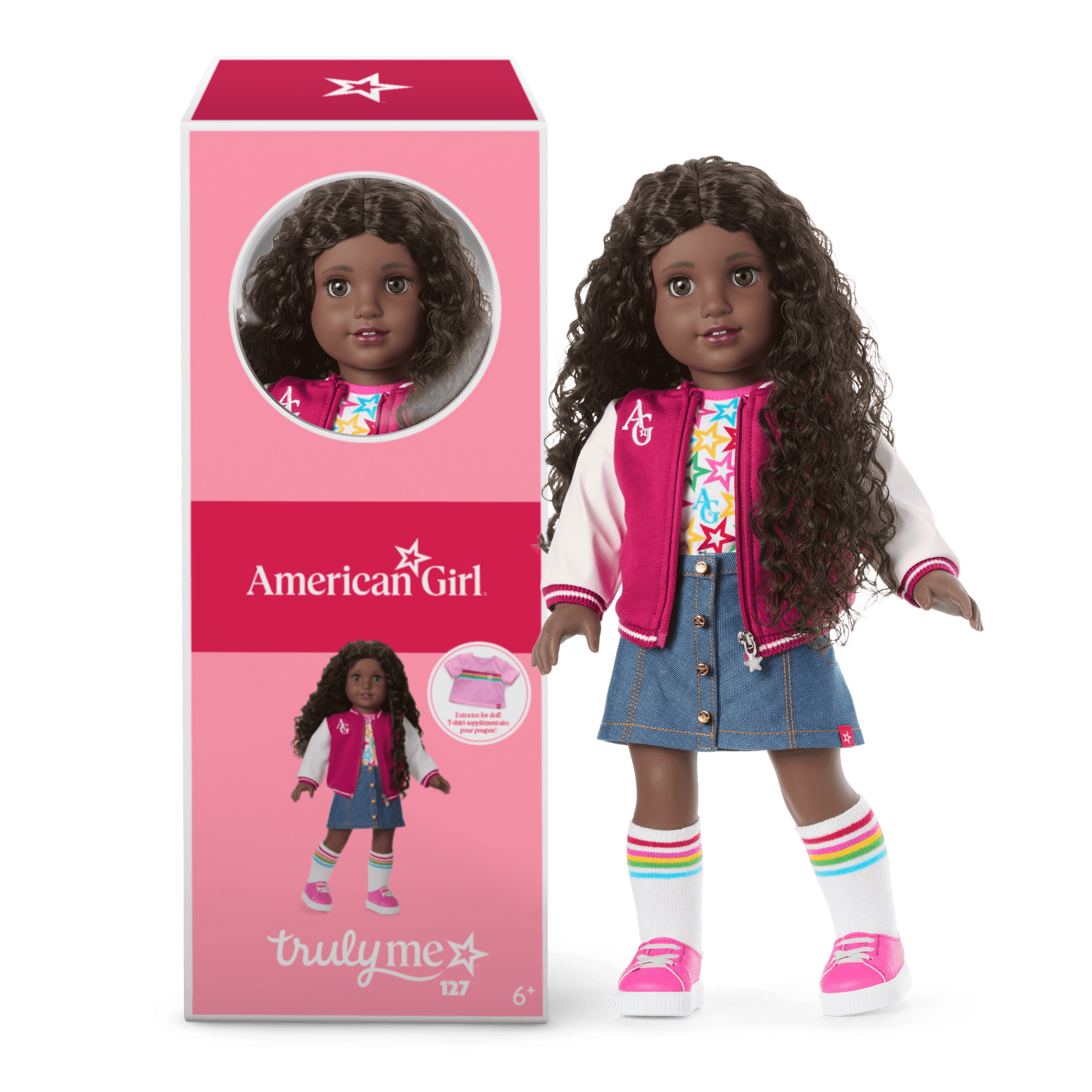 Truly Me™ 18-inch Doll #127 with curly dark-brown hair