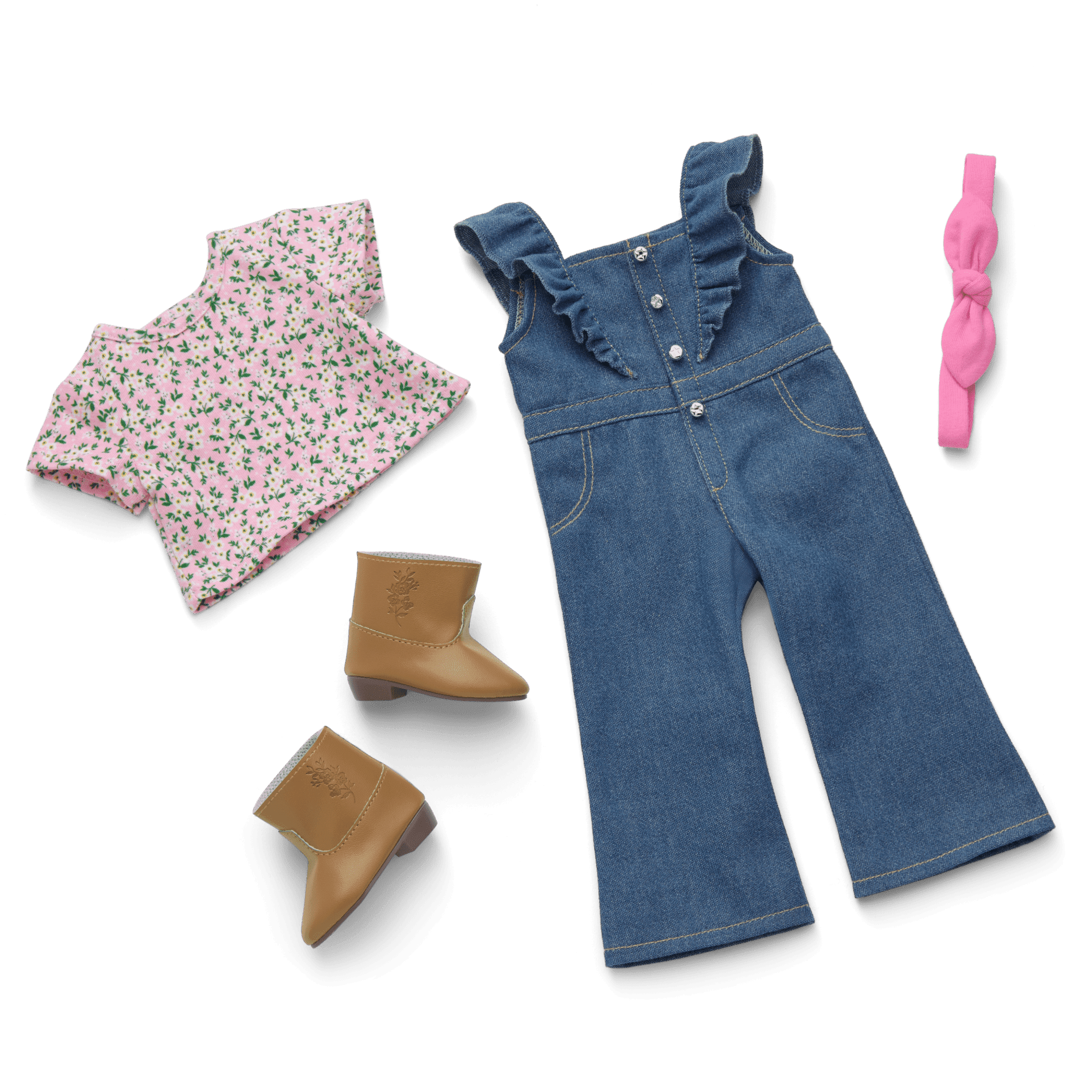 Western Flowers Denim Jumpsuit for 18-inch Dolls