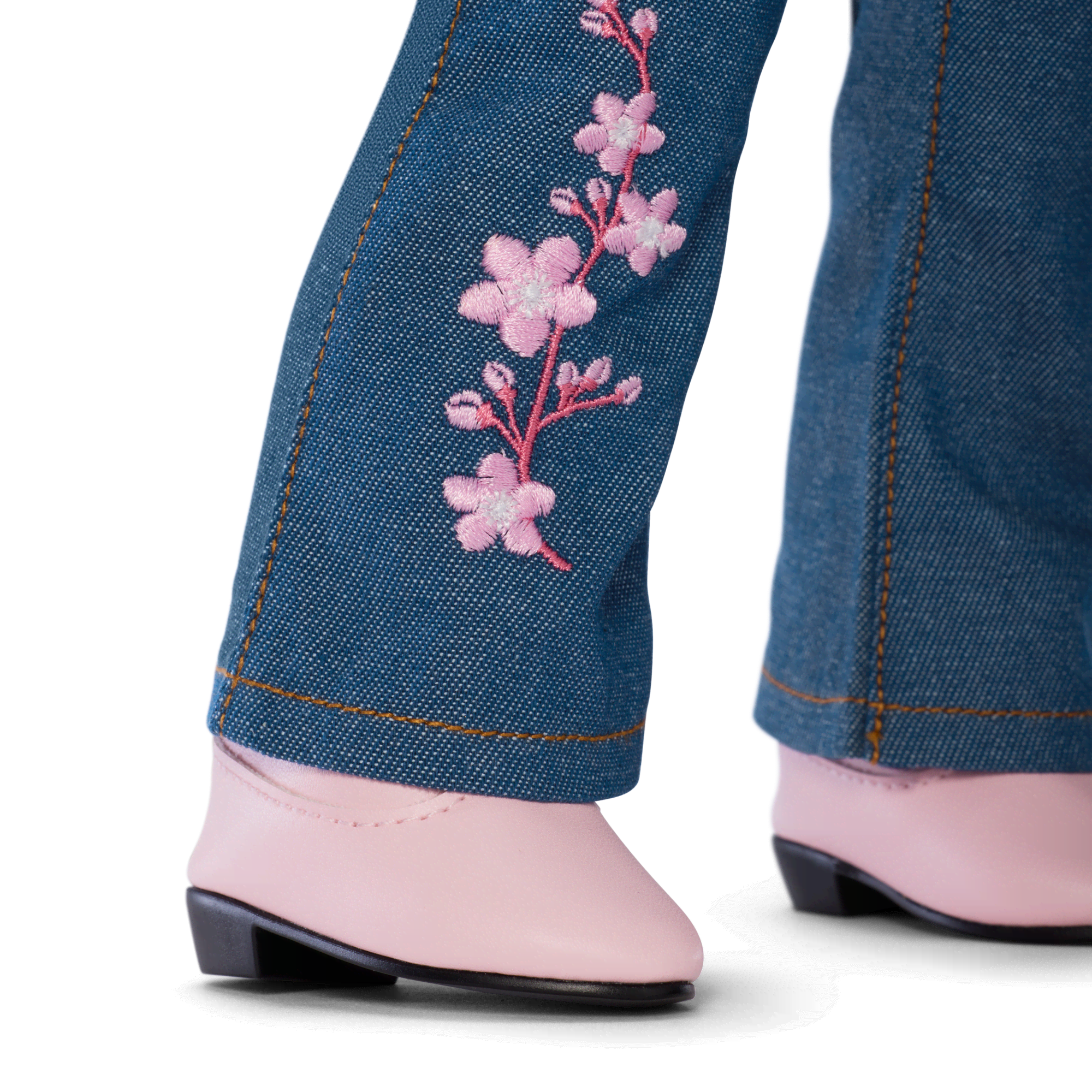 American Girl® x Harlem’s Fashion Row Cherry Blossom Couture Embroidered Jean Set for 18-inch Dolls