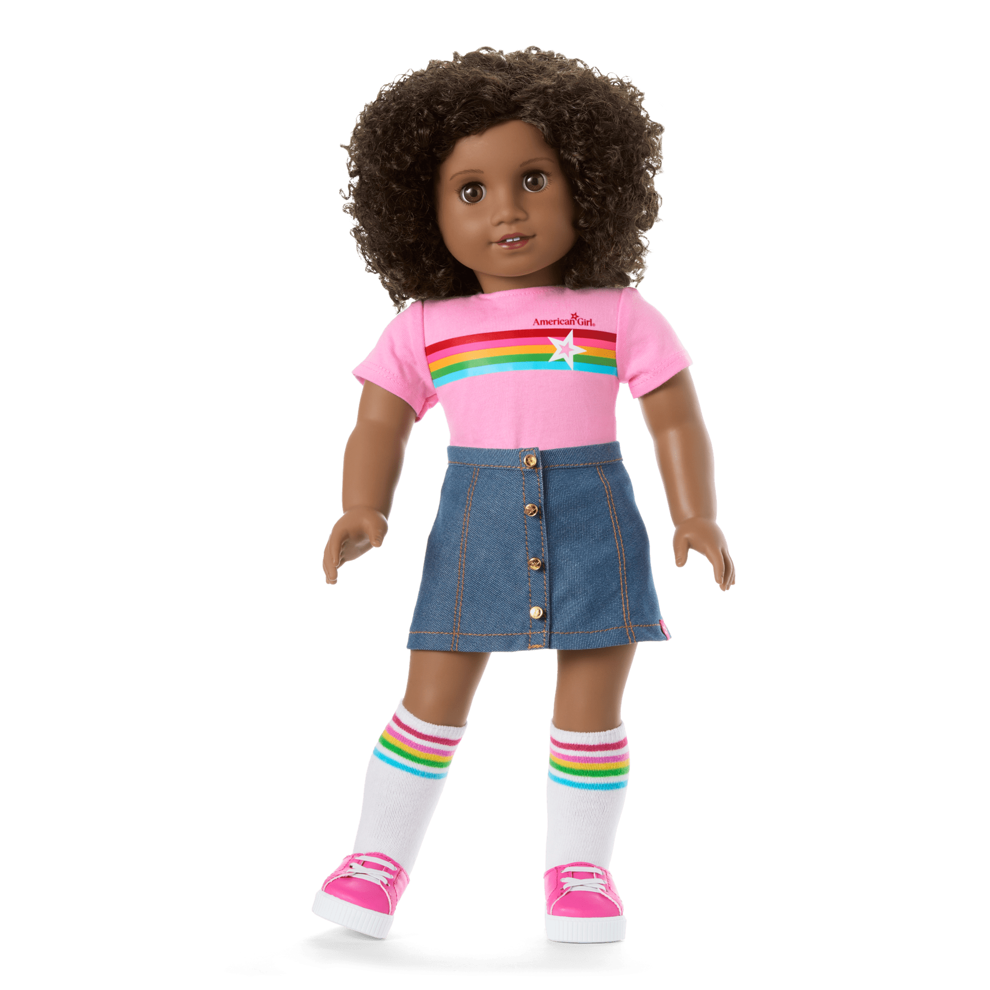 Truly Me™ 18-inch Doll #112 with curly dark-brown hair