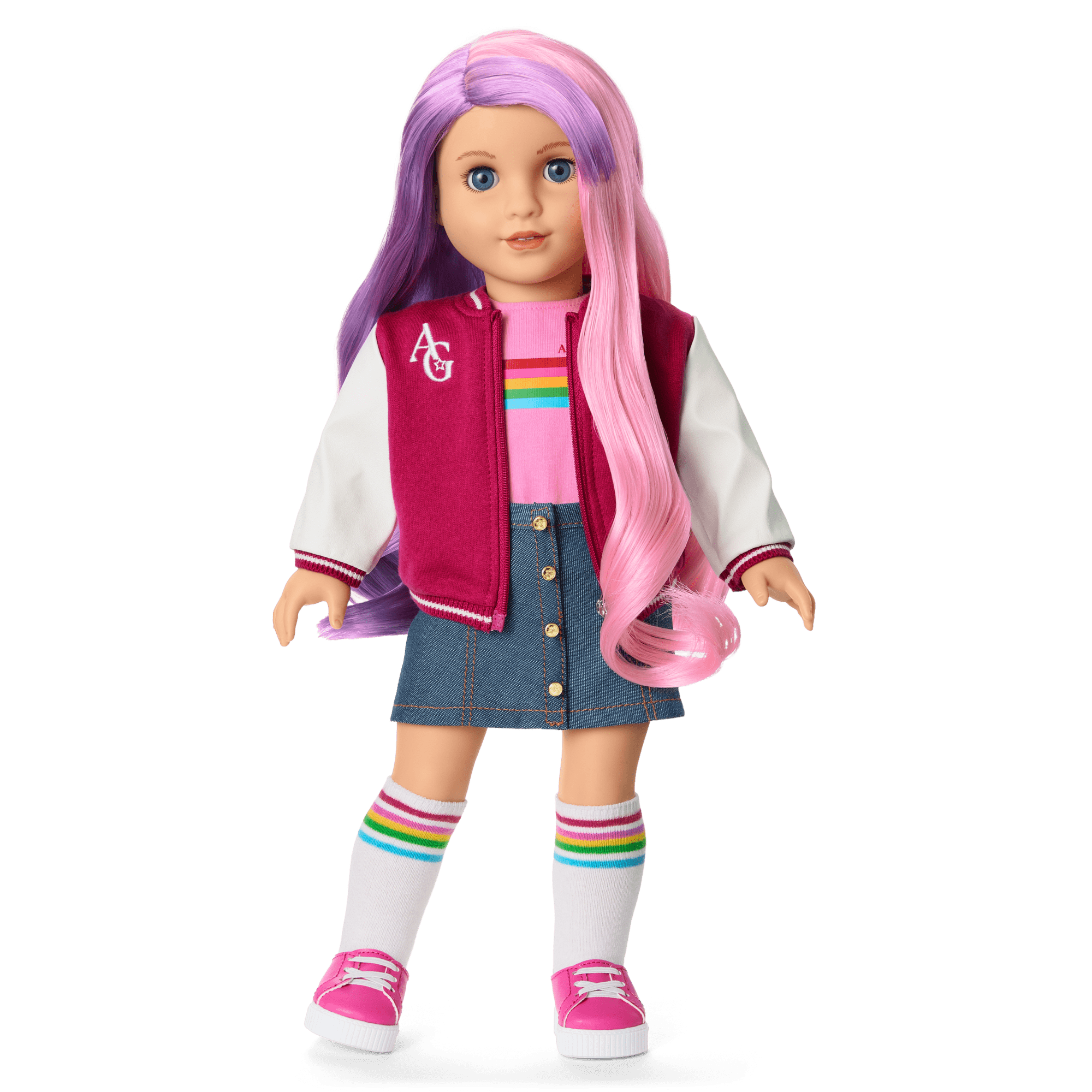 Truly Me™ 18-inch Doll #116 with wavy purple-and-pink hair