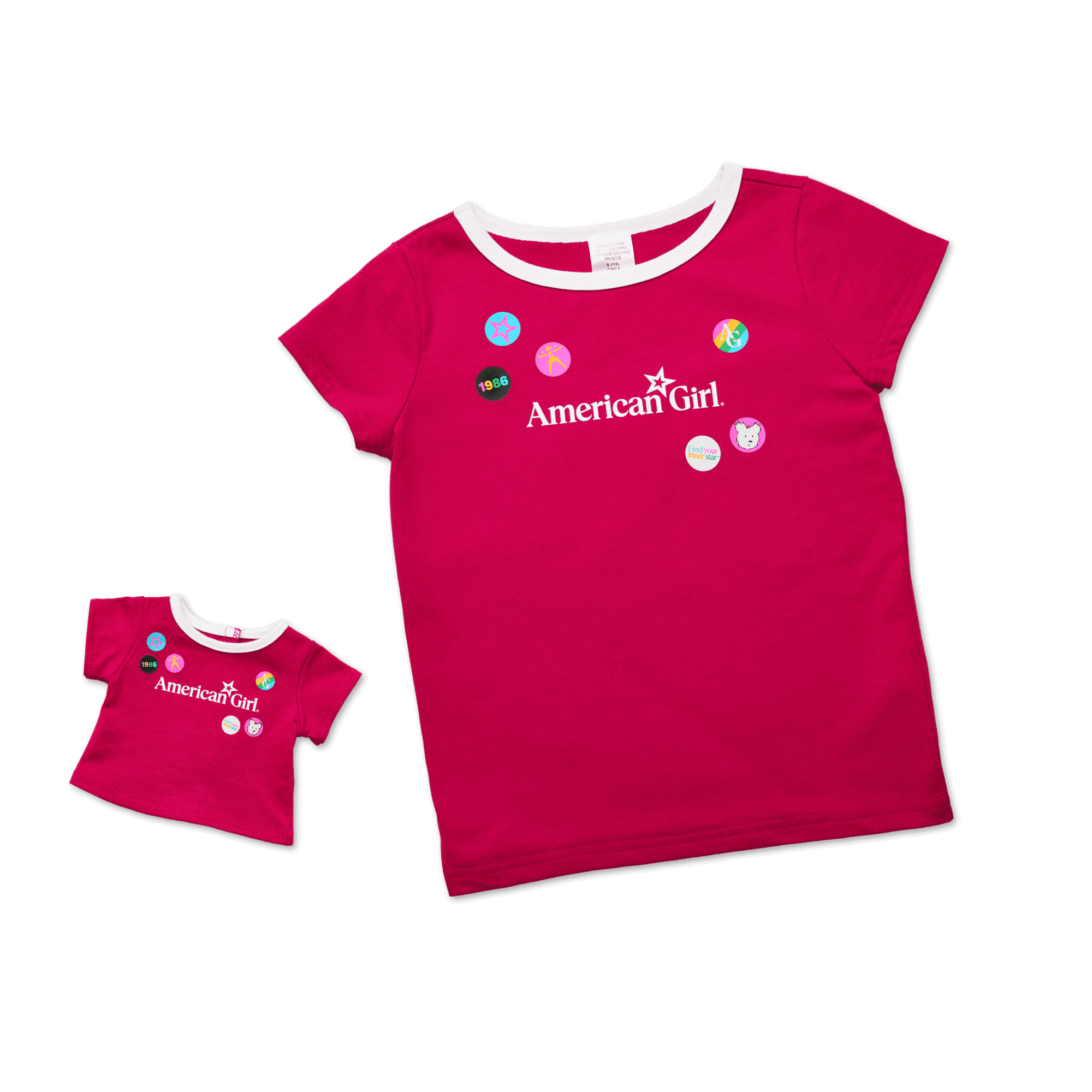 Matching AG™ Grin Pins Ringer Tee Set for Girls & 18-inch Dolls