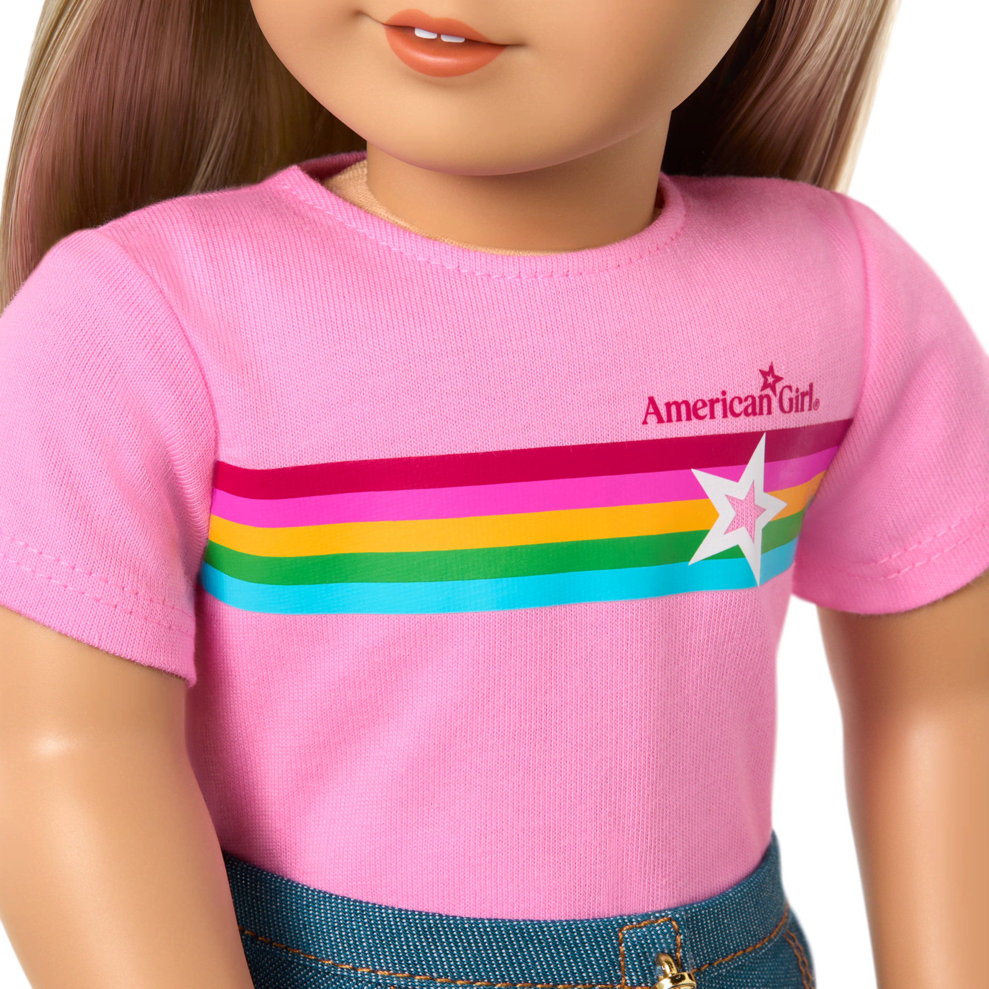 Truly Me™ 18-inch Doll #100 with straight layered blonde hair