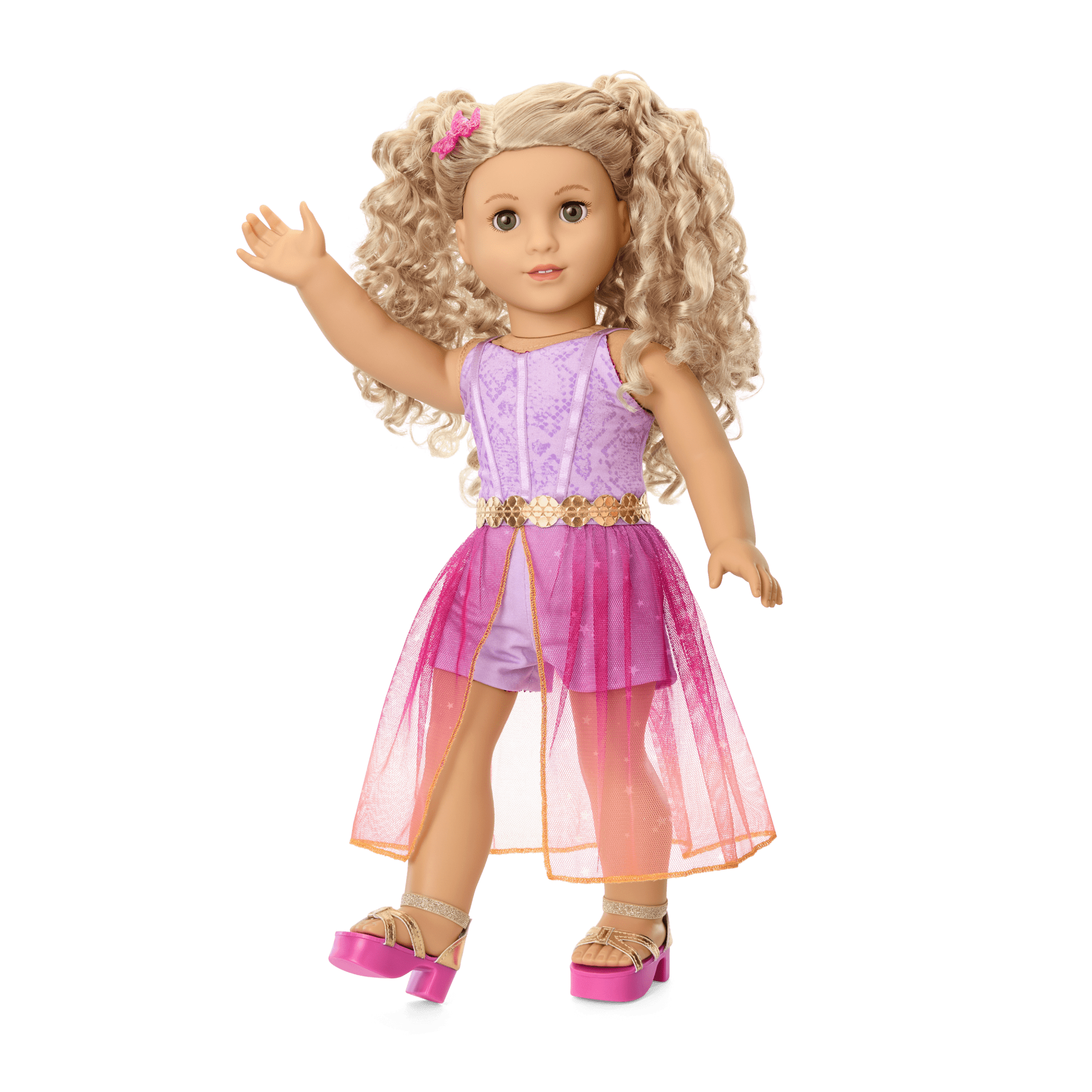 strapless open back dress Pretty in Pink with Rhinestones - Fits American Girl