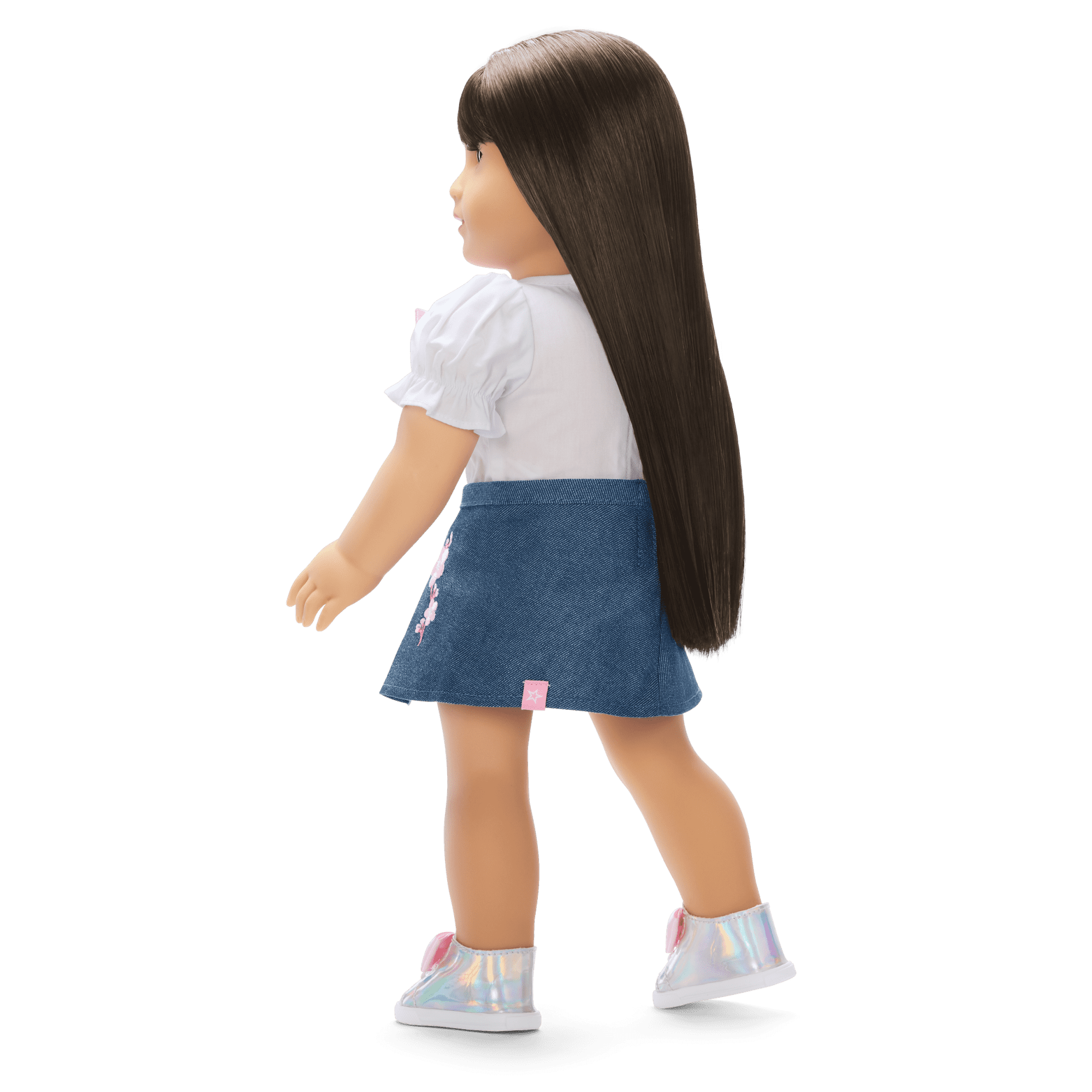 American Girl® x Harlem’s Fashion Row Cherry Blossom Couture Bow Shirt & Jean Skirt for 18-inch Dolls