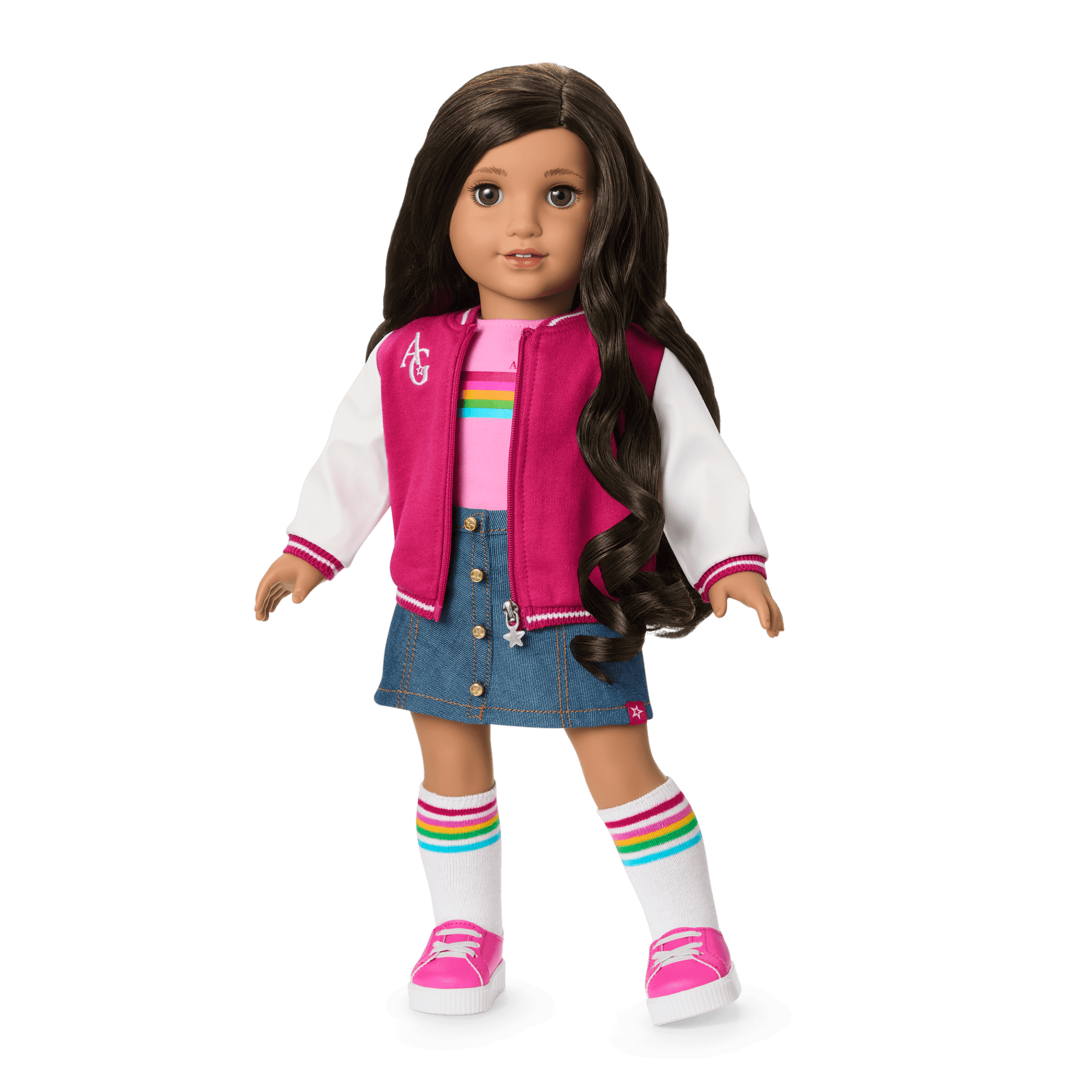 Truly Me™ 18-inch Doll #108 with curly black-brown hair