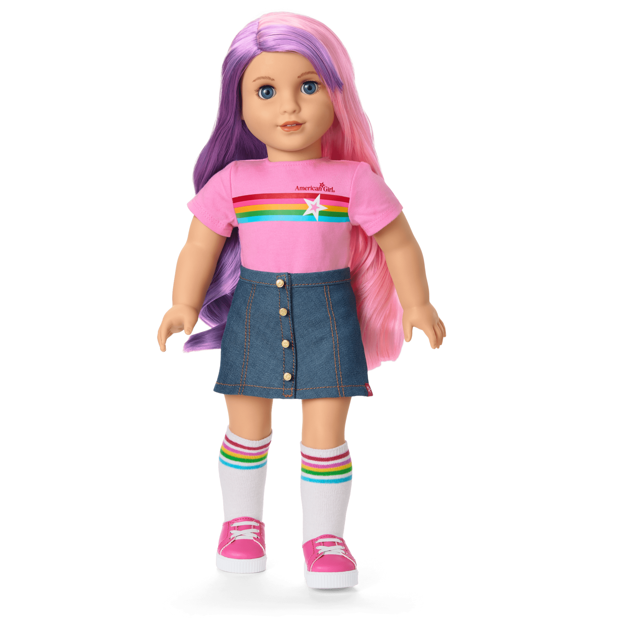 Truly Me™ 18-inch Doll #116 with wavy purple-and-pink hair