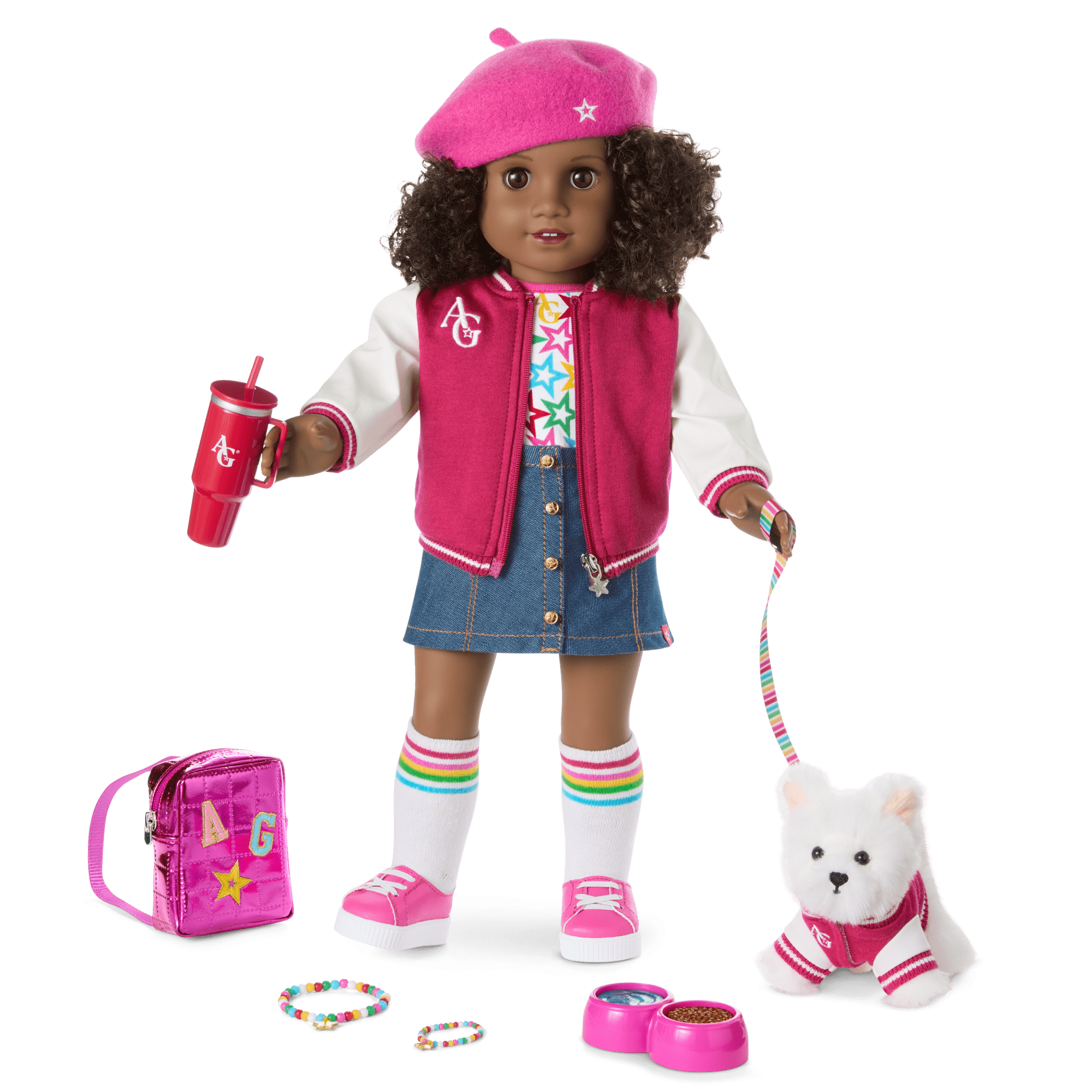 Truly Me™ 18-inch Doll #112 with curly dark-brown hair