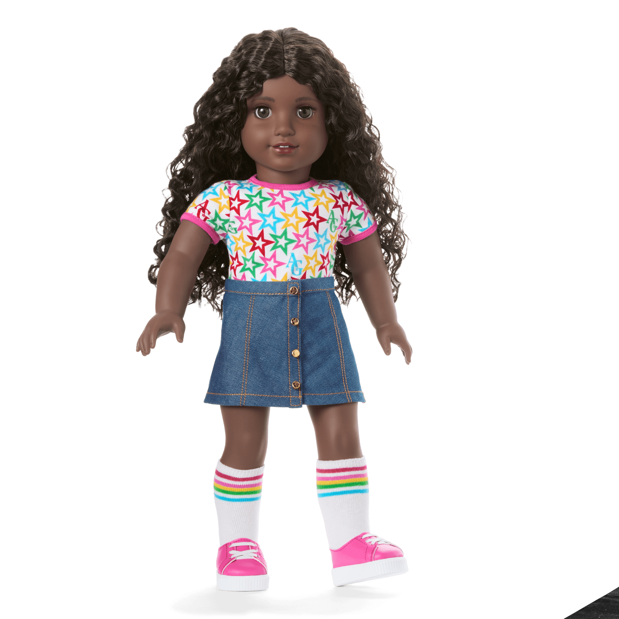 Truly Me™ 18-inch Doll #127 with curly dark-brown hair