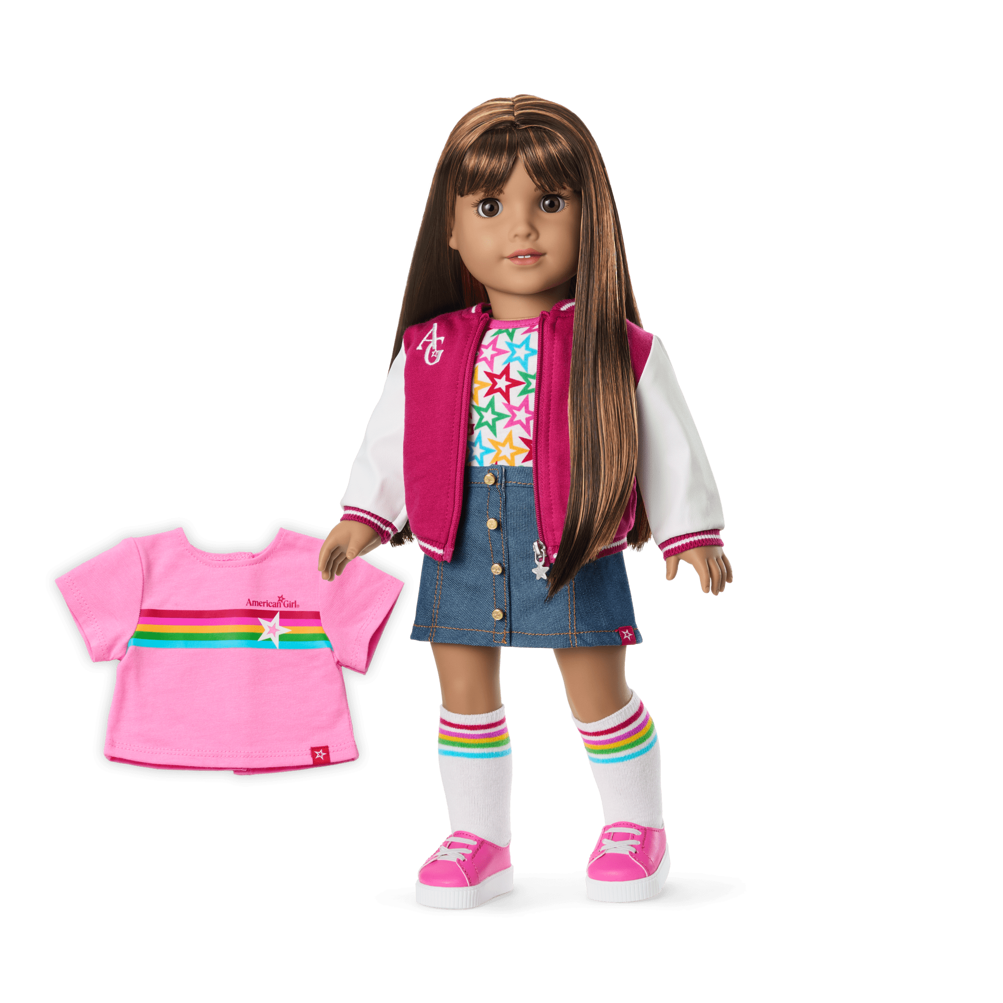 Truly Me™ 18-inch Doll #122 with straight dark-brown hair