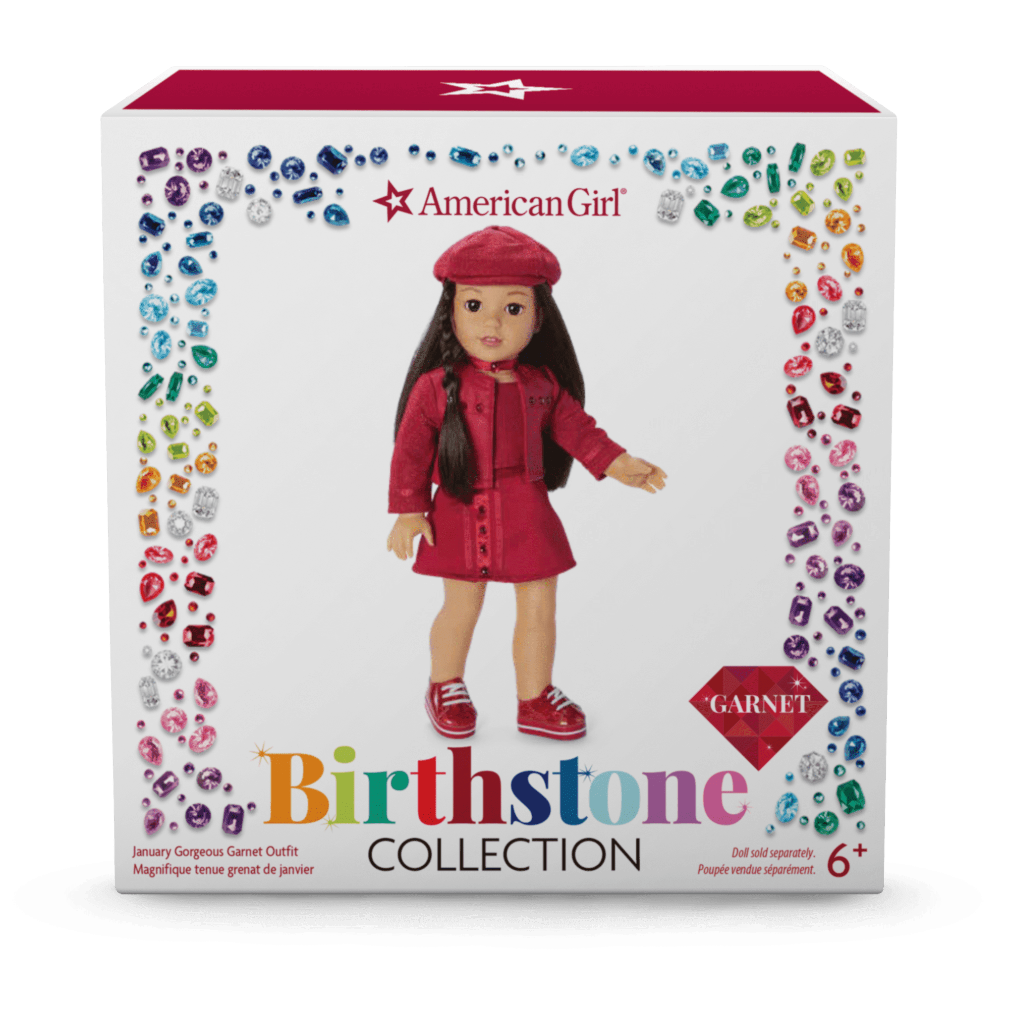 January Gorgeous Garnet Outfit for 18-inch Dolls