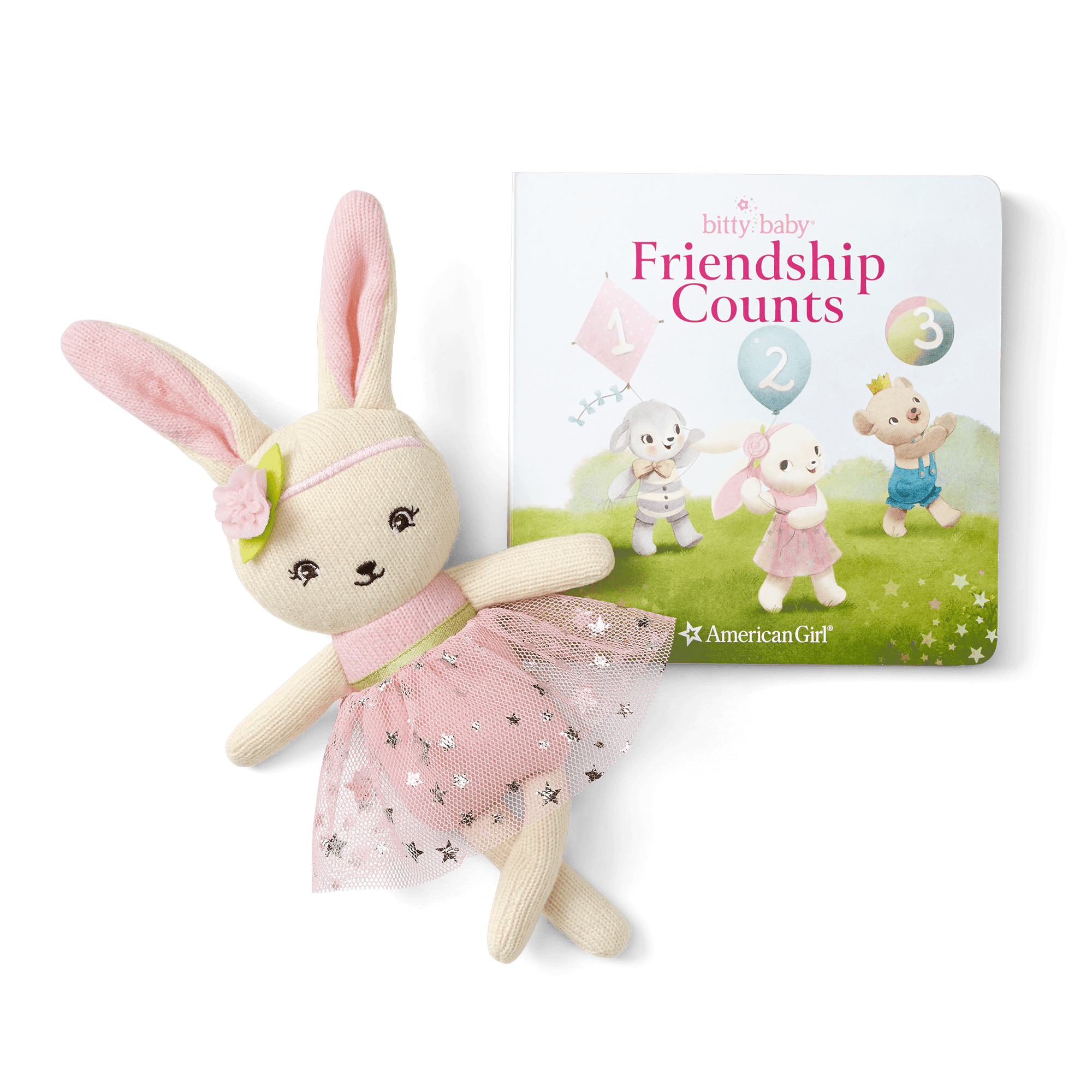 Bitty Baby® Doll #4 in Pastel Pink + Bunny Friend & Board Book
