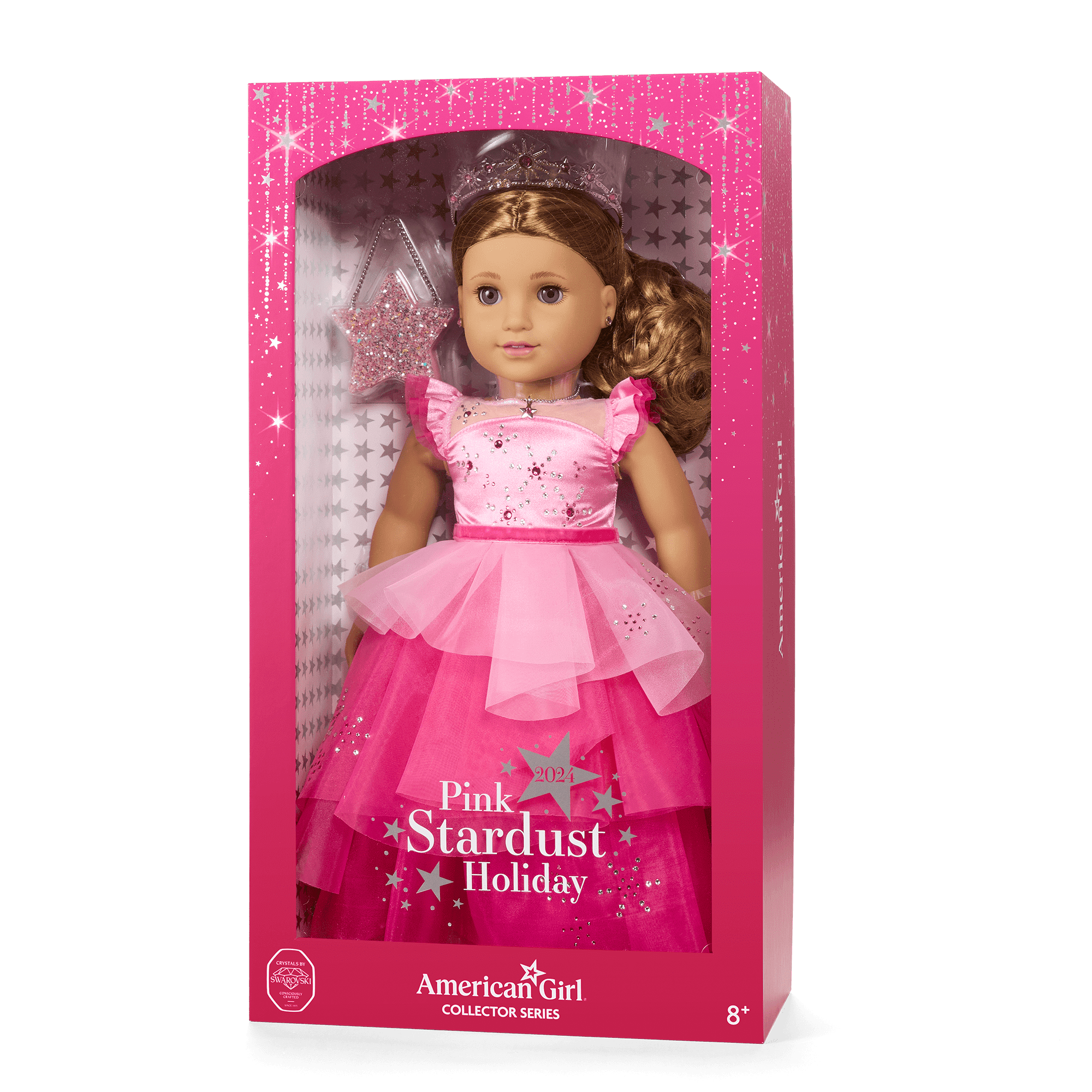 American Girl 2024 Pink Stardust Holiday Collector Doll Brown Hair